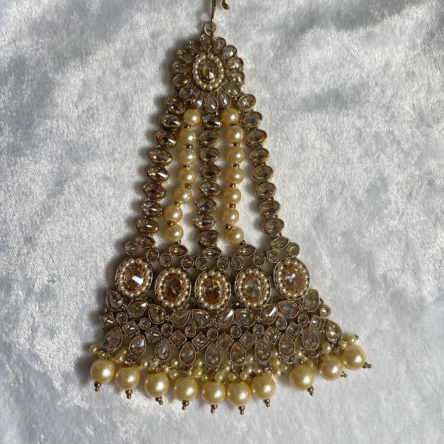 Antique Gold and Champagne Full Bridal set Indian/ Pakistani Style/ Wedding/ Fashion Jewellery/ Necklace set