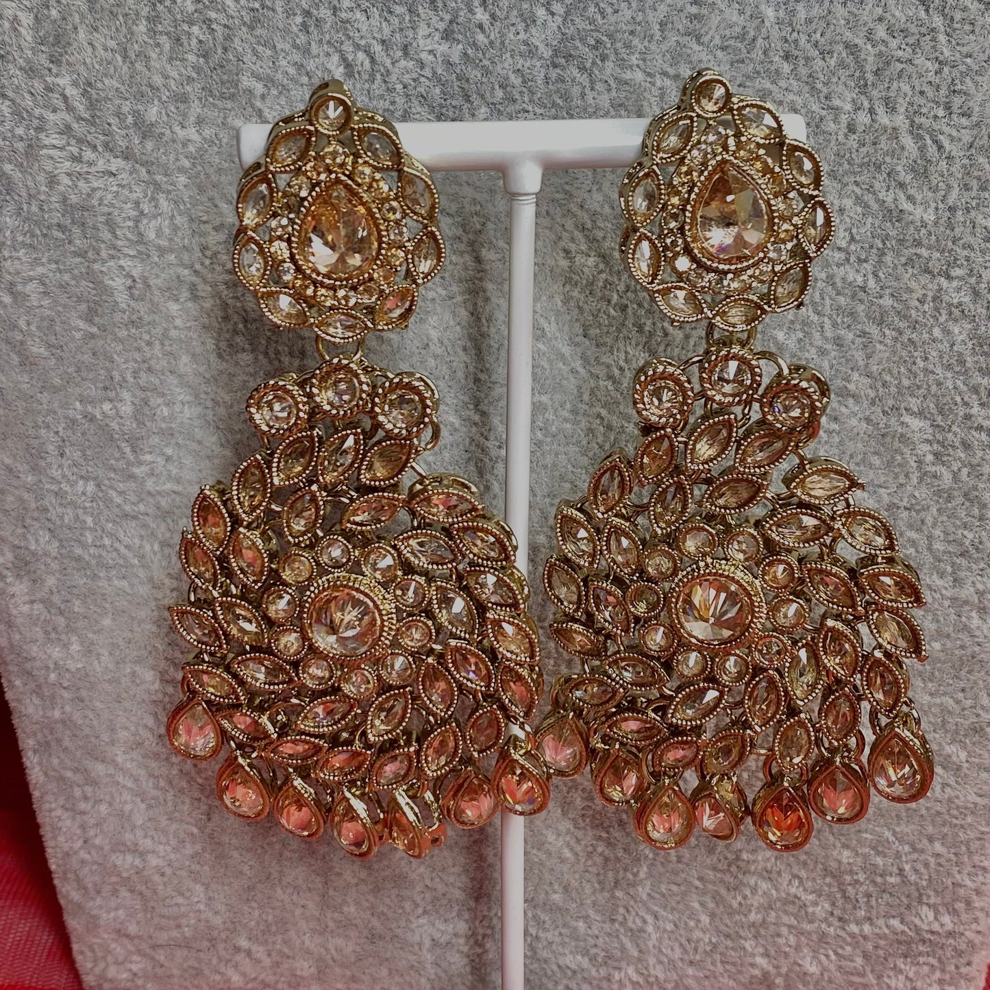 Antique gold & champagne Bridal necklace set Indian/ Pakistani Style/Wedding/Earring/Tikka