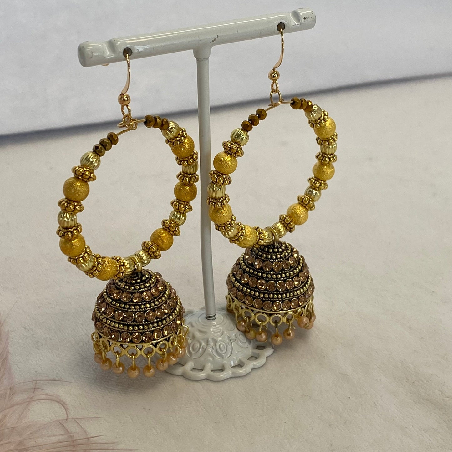 Golden Hoop Earrings Indian Style Earring/ Pakistani Fashion/ Fashion Jewellery/ Gift for Women