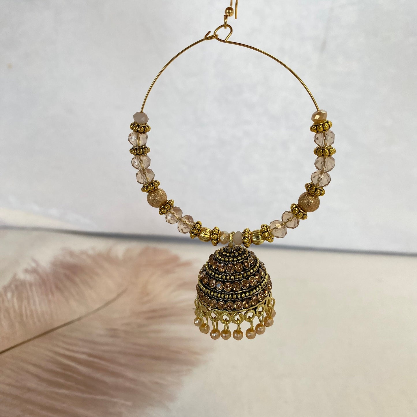 Large Clear/Golden Hoop Earrings/ Hoops/ Fashion Jewellery/ Gift for Women/Indian/Pakistani style