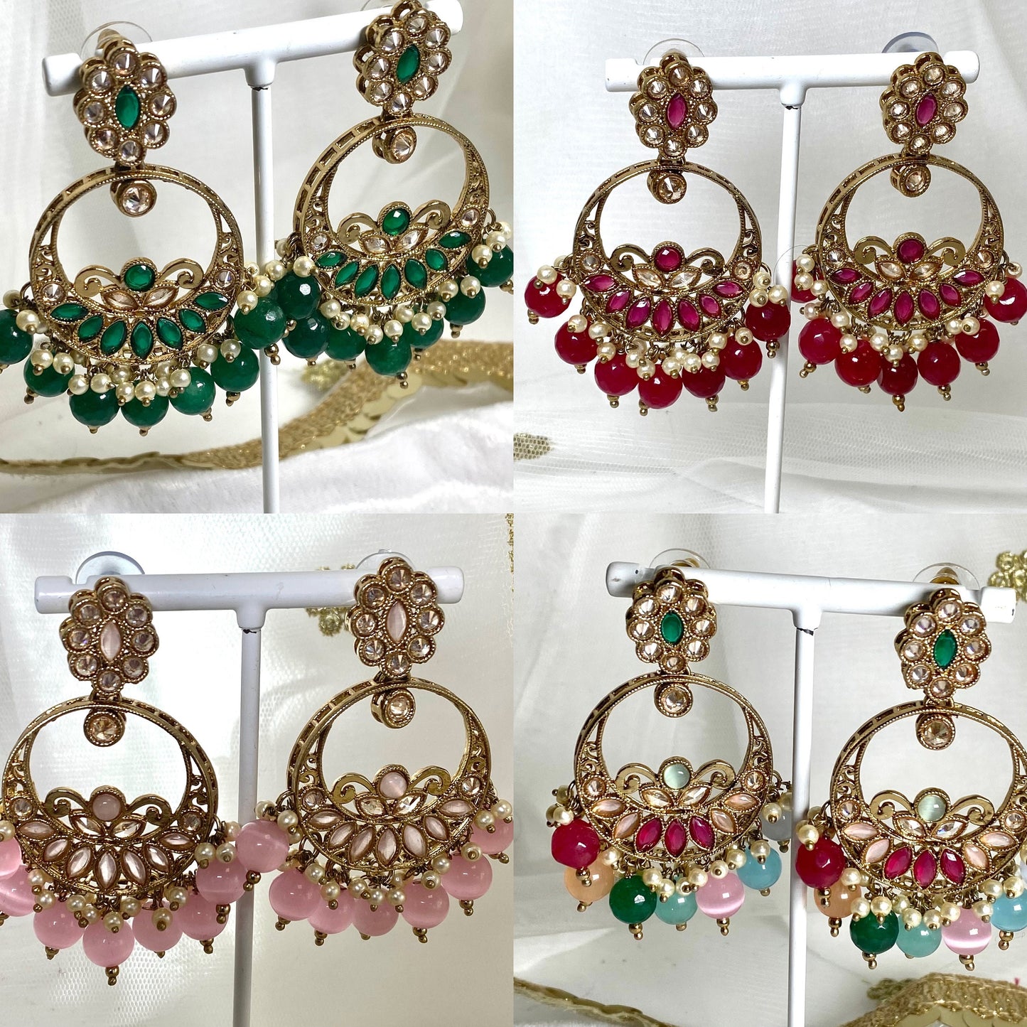 Crystal Indian Earrings Indian Style Earring/ Pakistani Fashion/ Fashion Jewellery/ Gift for Women
