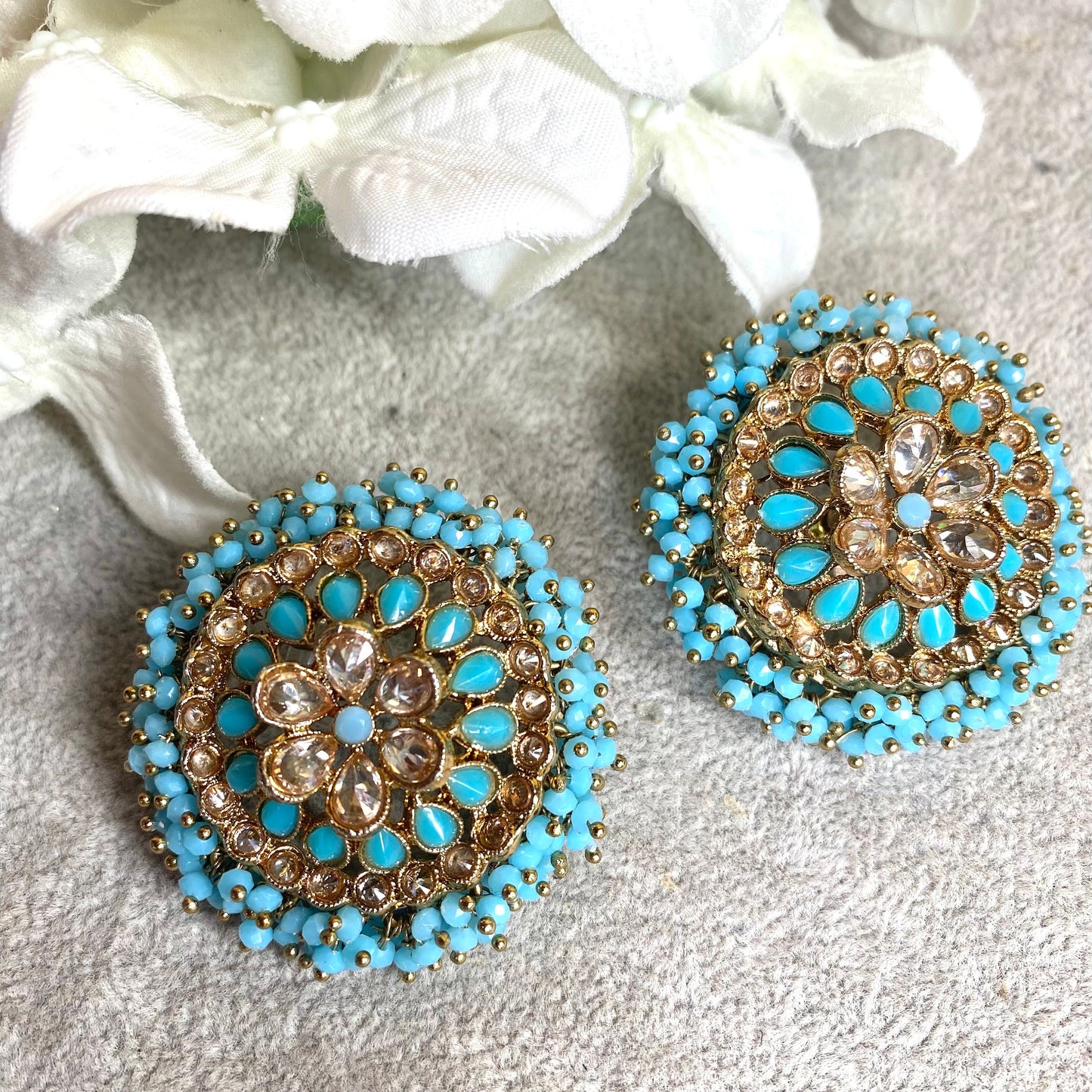 Crystal oversized Earrings tops/Earring studs/Fashion Jewellery/ Gift for Women/Indian/Pakistani style