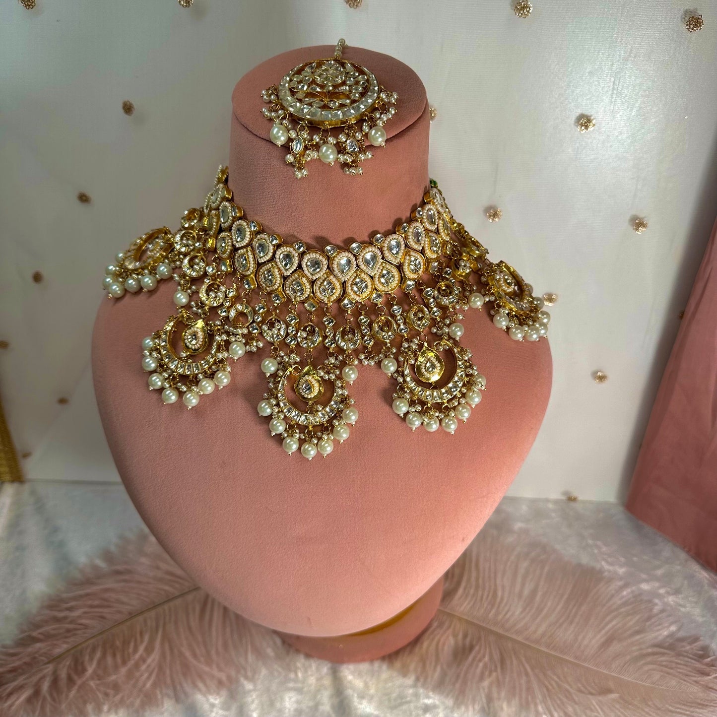 Faux Kundan Necklace and Tikka/ Unique Style/ Indian/ Pakistani/Fashion Jewellery/ Gift for Women
