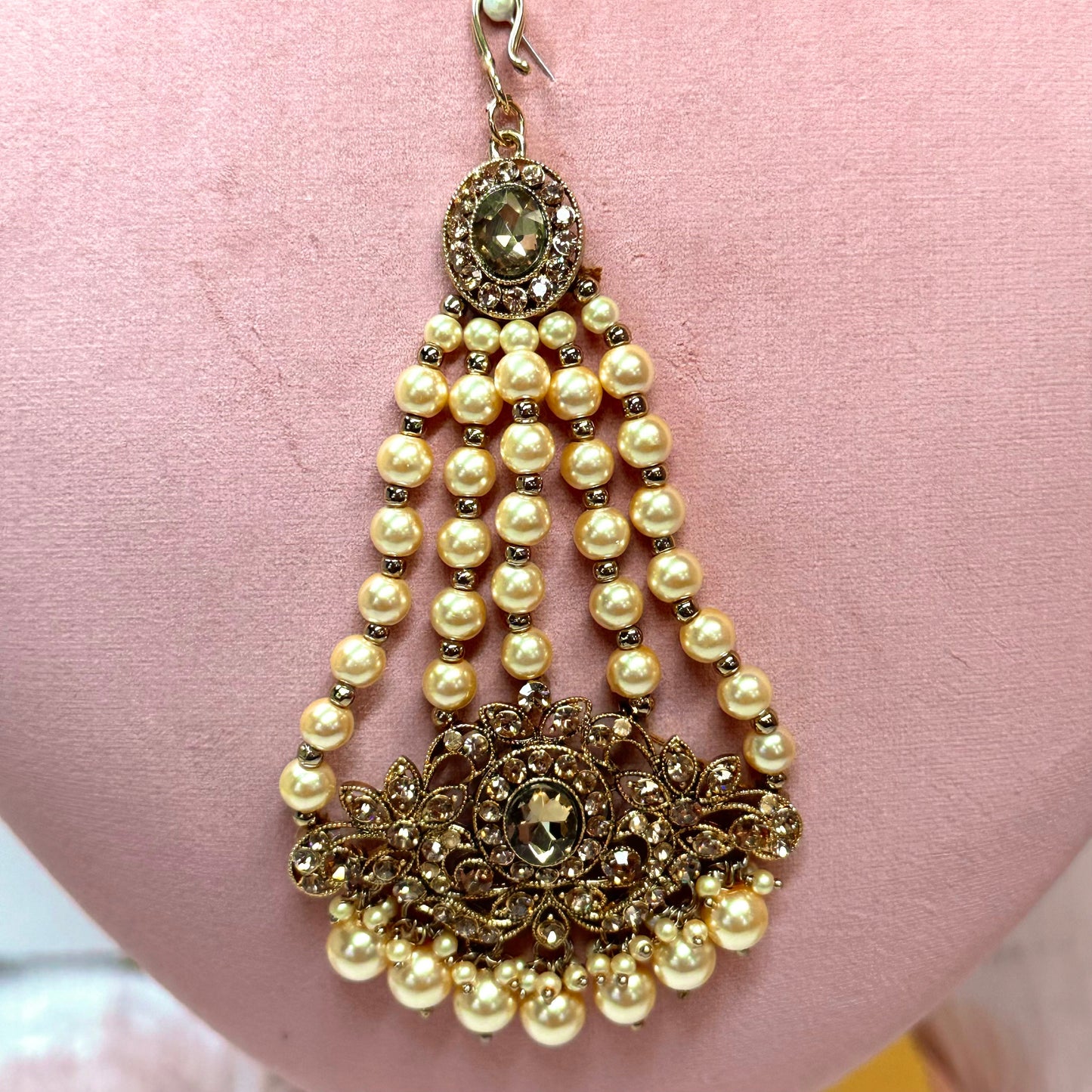 Antique Gold & Champagne Bridal Double Necklace Set