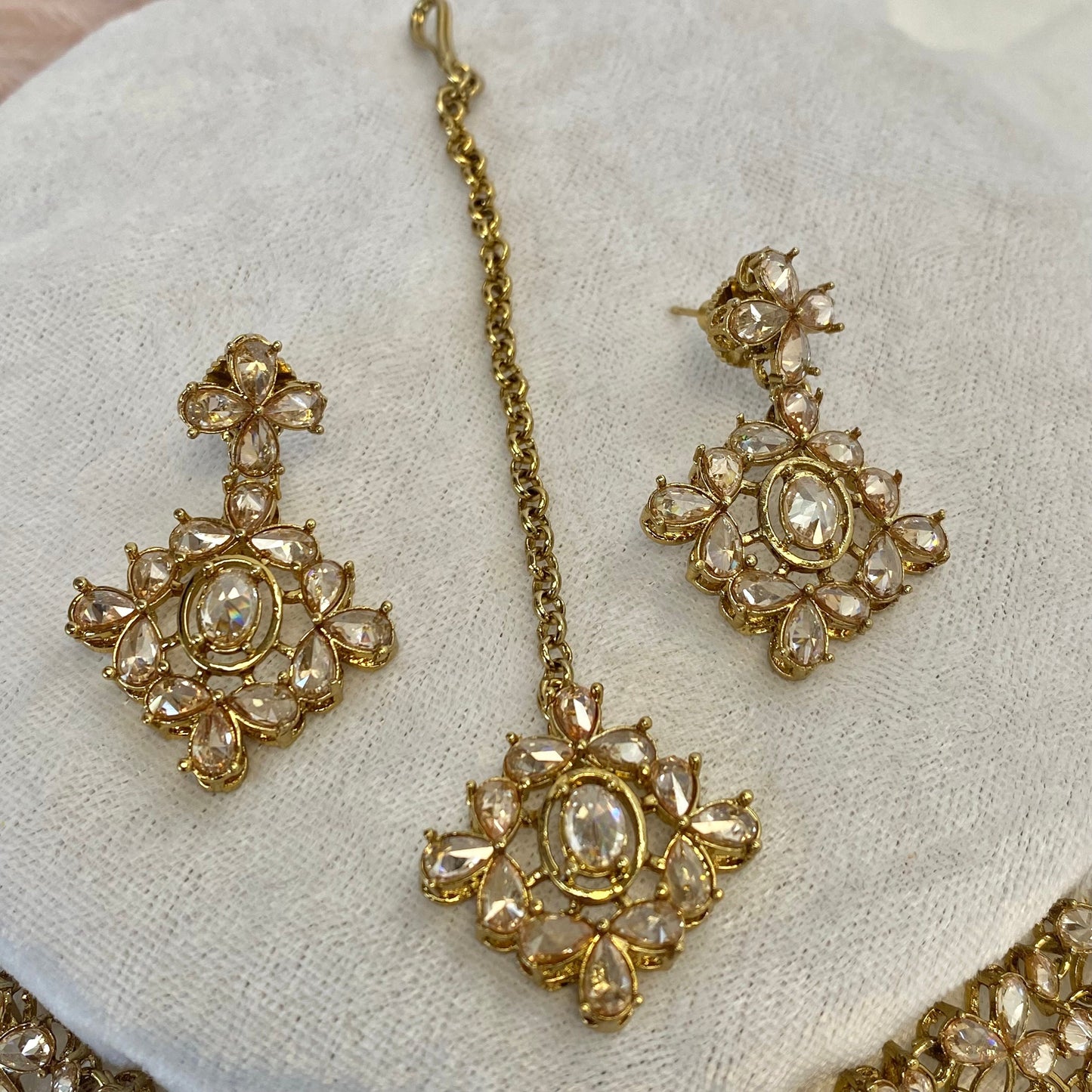 Choker Set - Clear/Gold Crystal