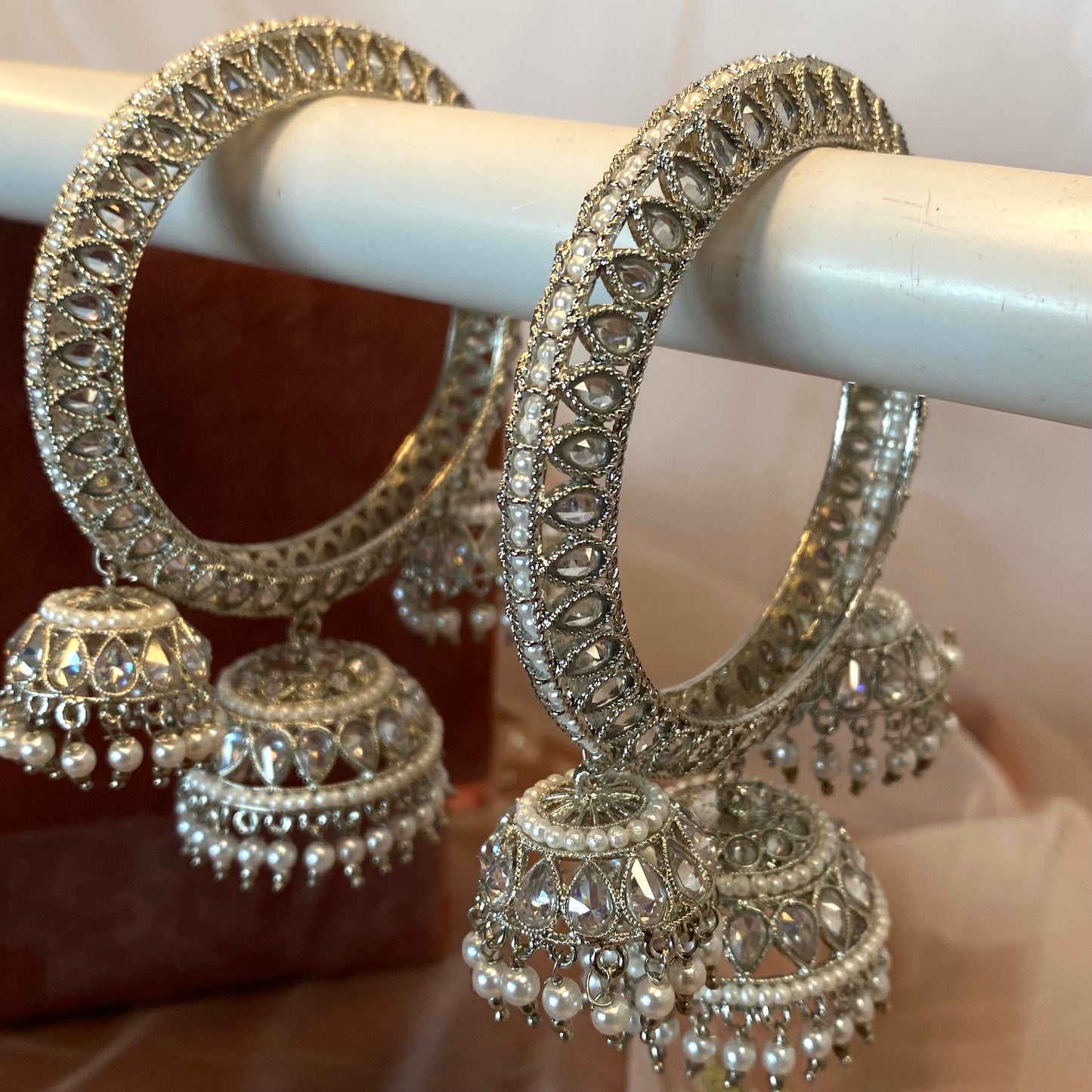 3 Jhumka Silver Bangles (Pair)/Indian/ Pakistani/Jewelley/ Fashion Bracelet