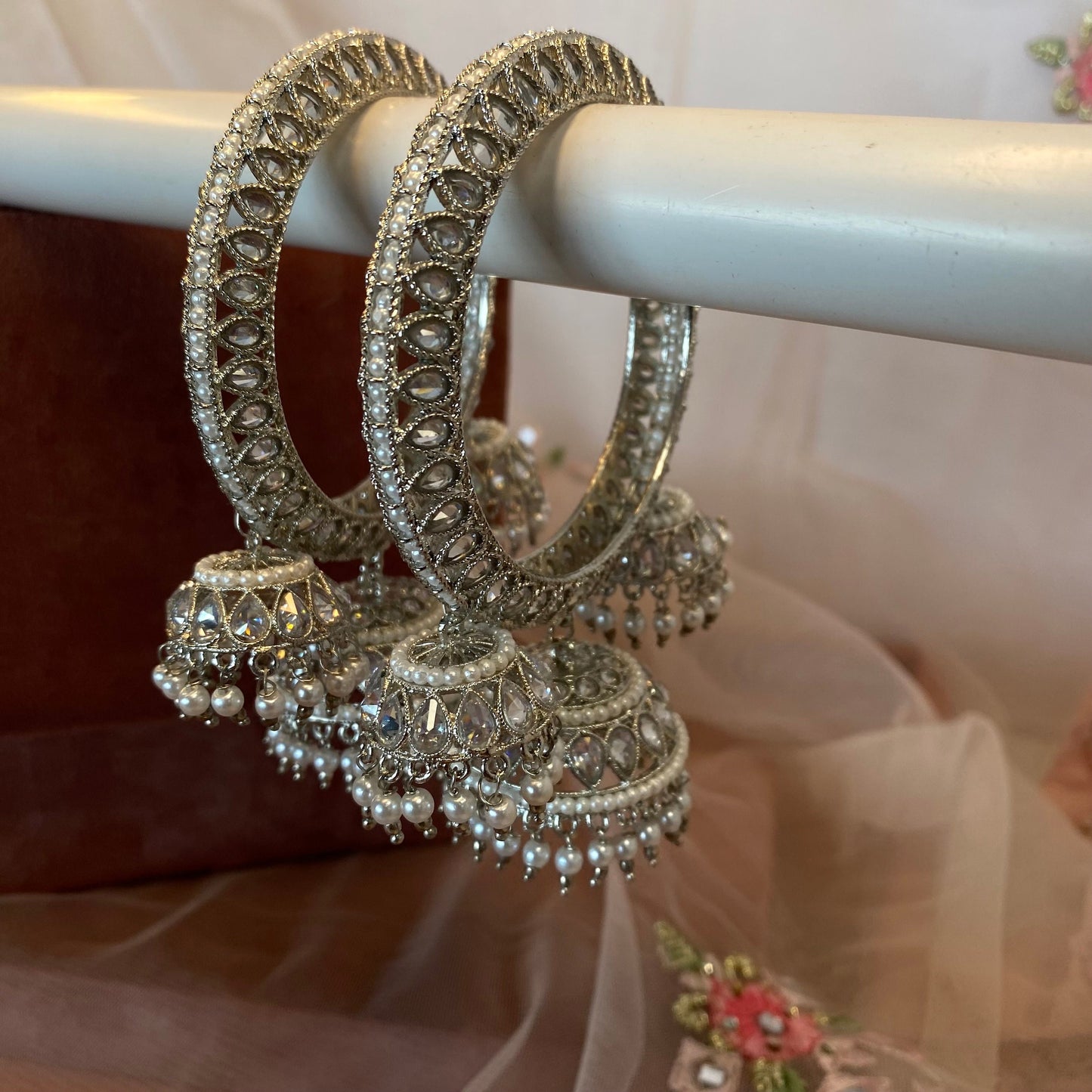 3 Jhumka Silver Bangles (Pair)/Indian/ Pakistani/Jewelley/ Fashion Bracelet