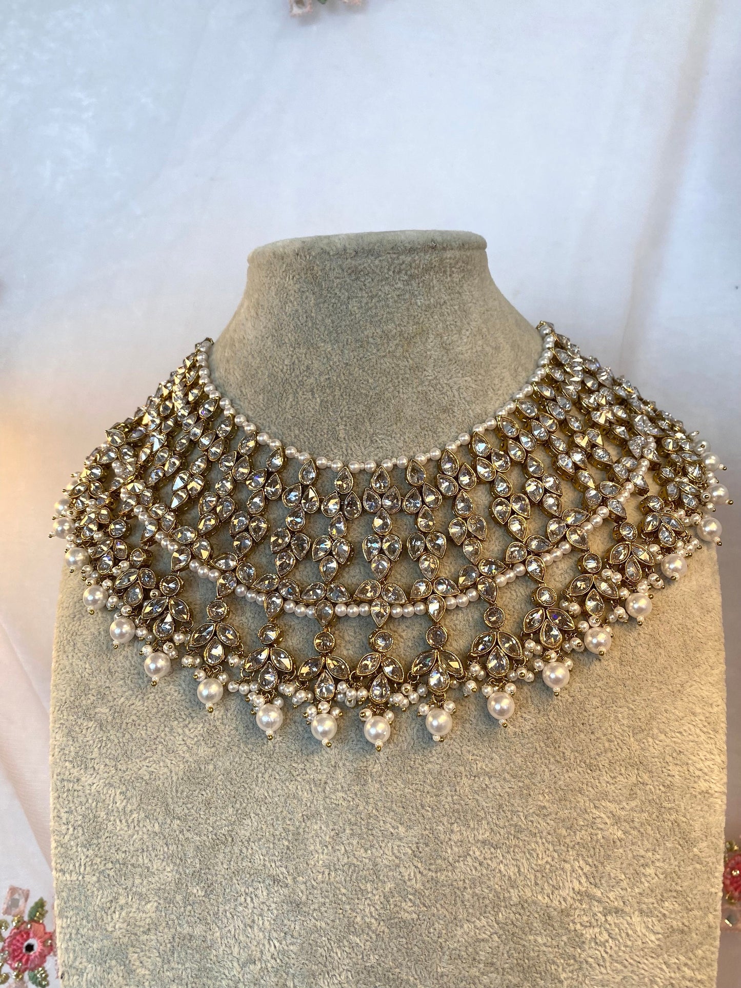Antique Gold and Silver Bridal Necklace/ Unique Style/ Indian/ Pakistani/Fashion Jewellery/ Gift for Women