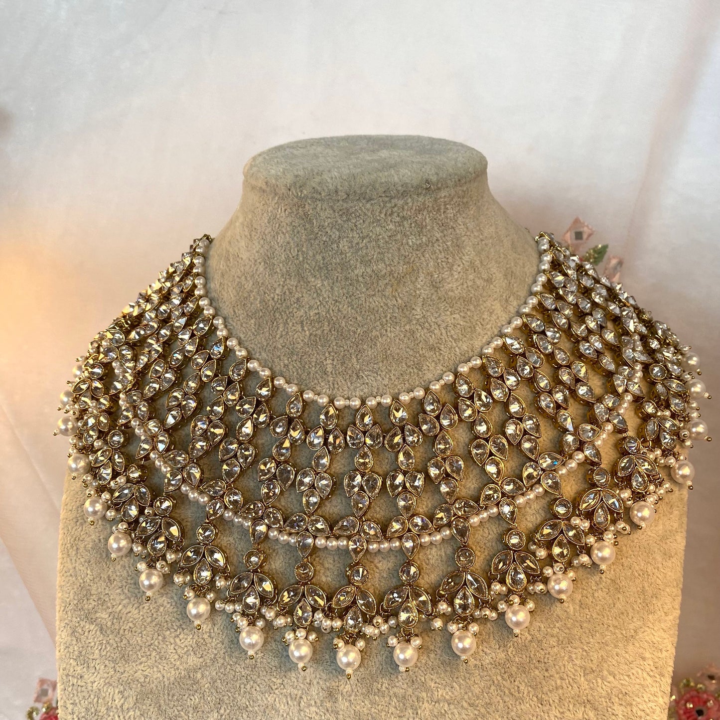 Antique Gold and Silver Bridal Necklace/ Unique Style/ Indian/ Pakistani/Fashion Jewellery/ Gift for Women