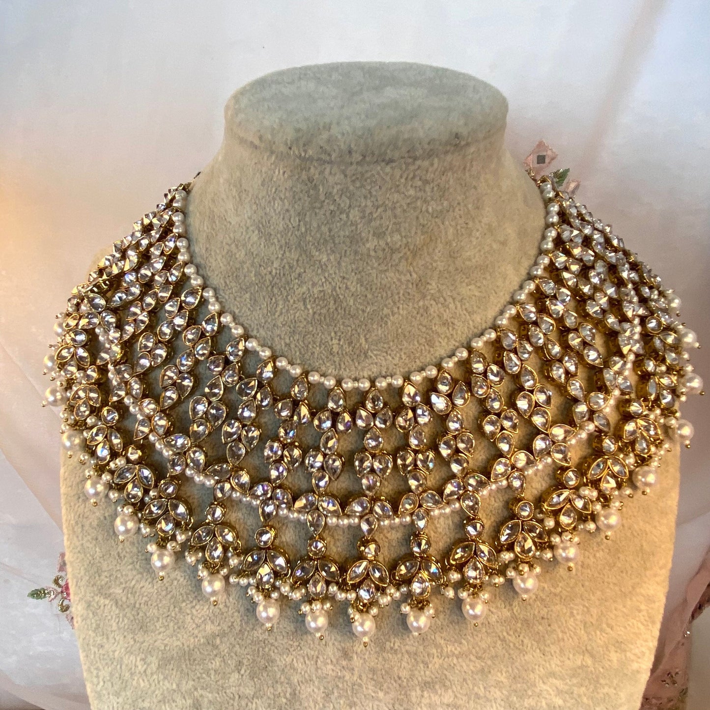 Antique Gold and Silver Bridal Necklace/ Unique Style/ Indian/ Pakistani/Fashion Jewellery/ Gift for Women