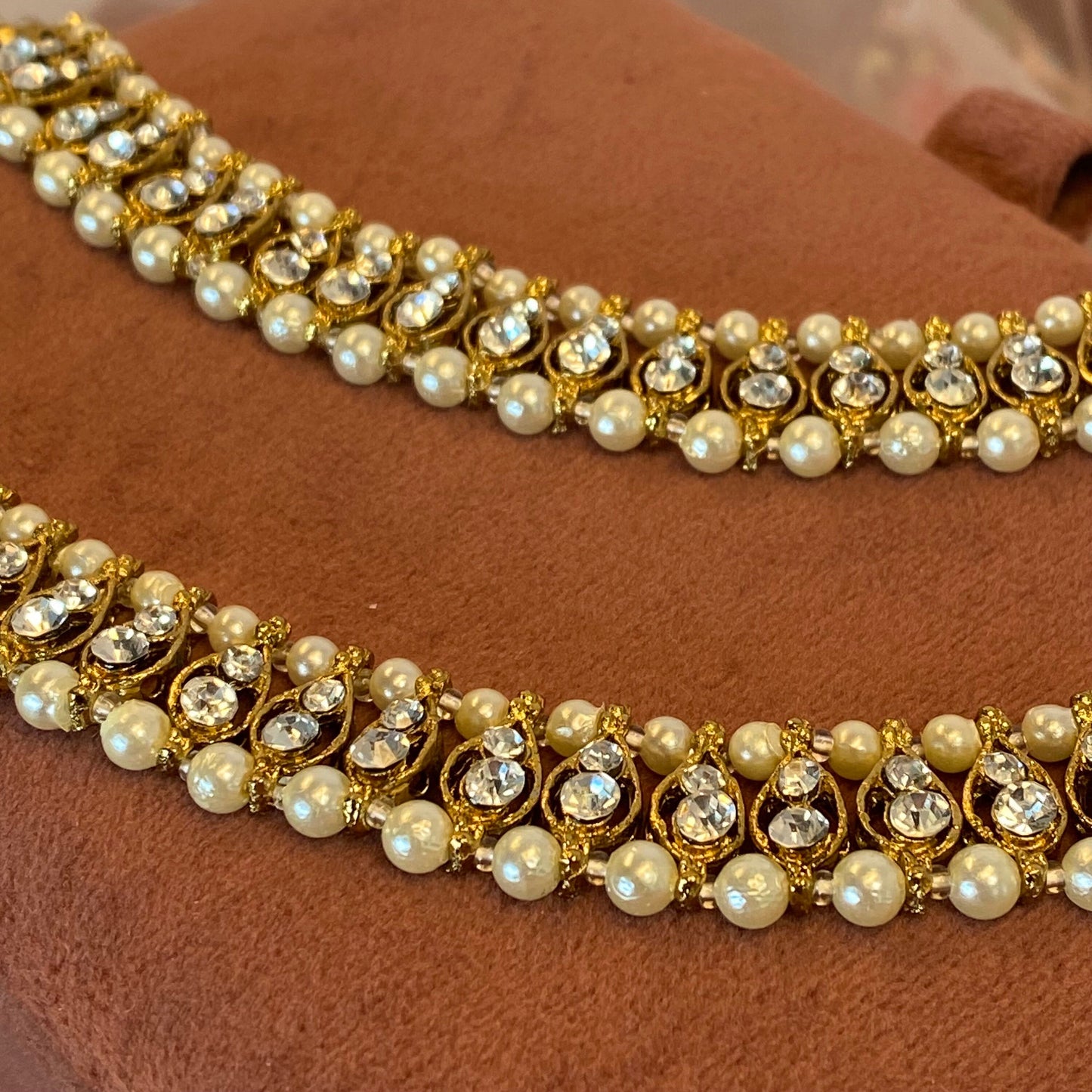 Antique Gold and Rhinestone Anklet