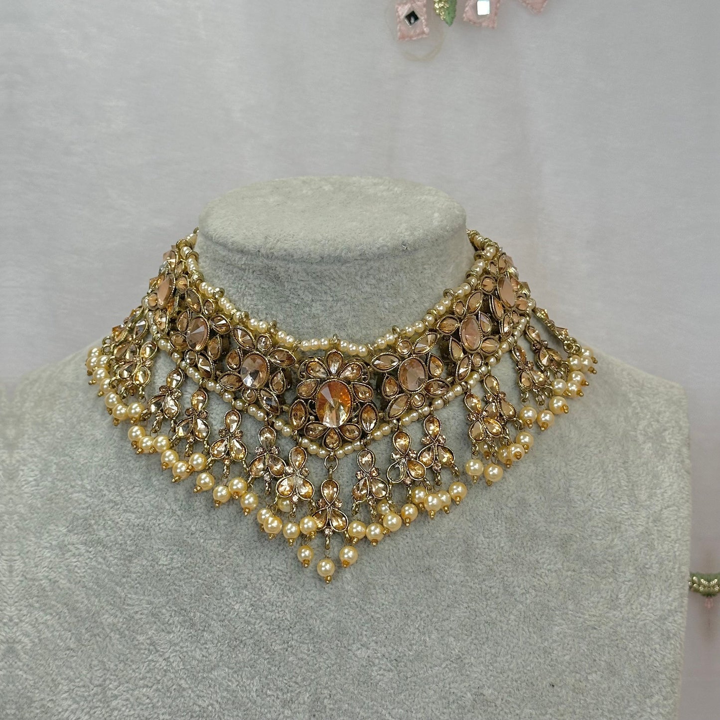 Champagne Choker/ Unique Style/ Indian/ Pakistani/Fashion Jewellery/ Gift for Women