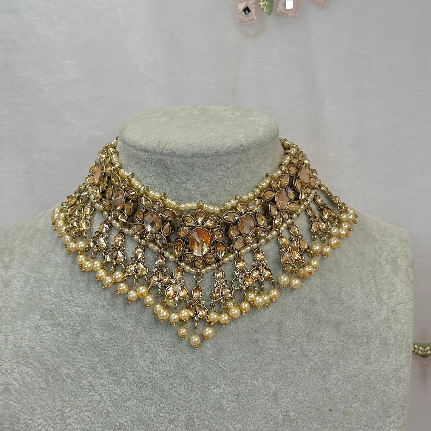 Champagne Choker/ Unique Style/ Indian/ Pakistani/Fashion Jewellery/ Gift for Women