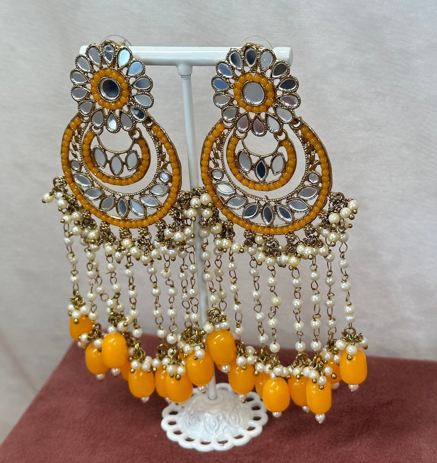 Large Mirror Earrings - Mustard