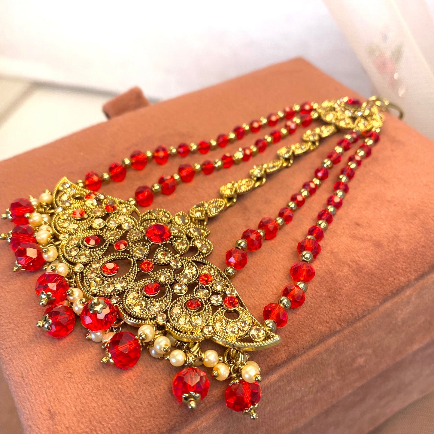 Red Jhumar/ Passa/ Indian/ Pakistani Style/Headpieces