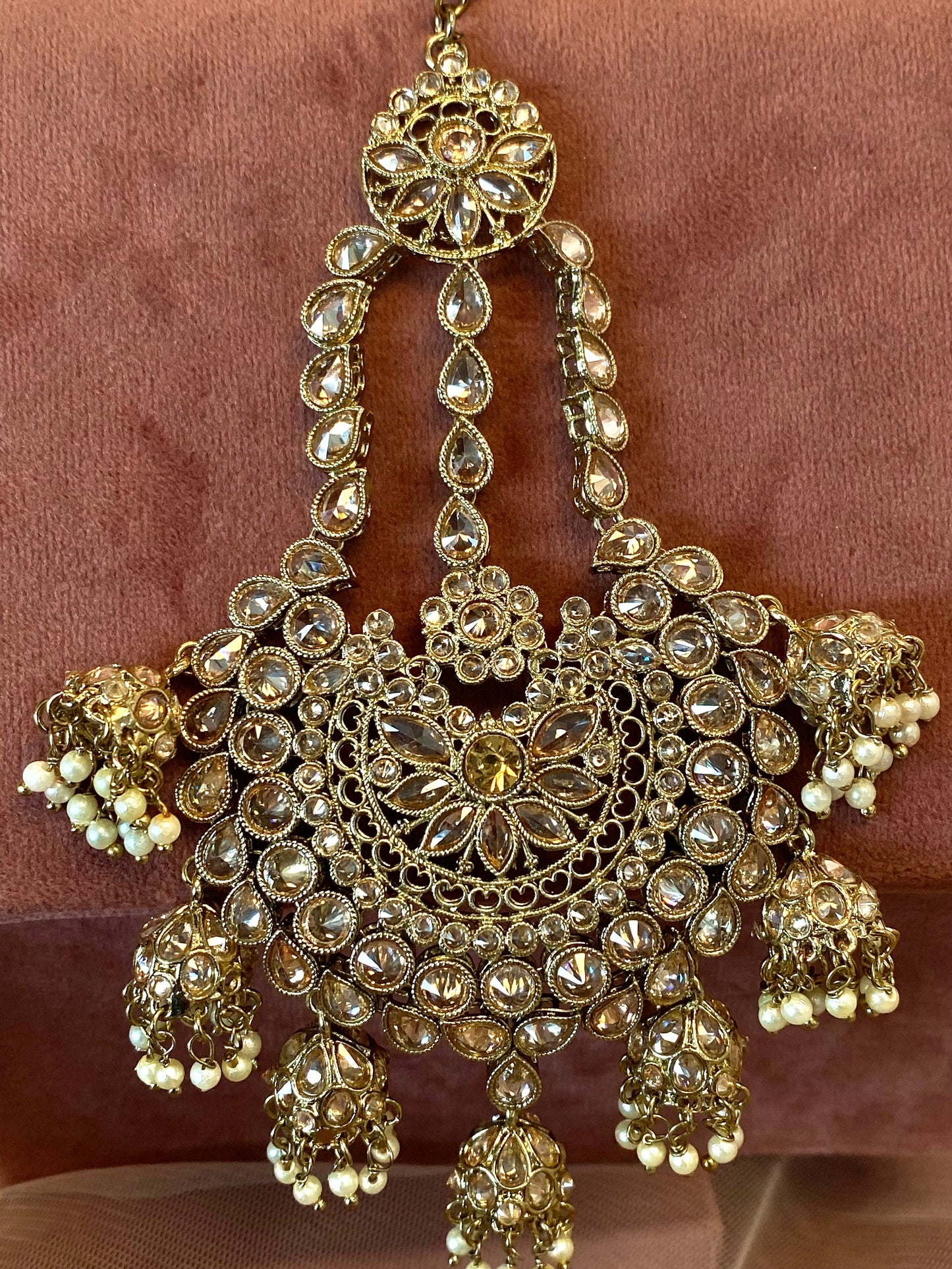 Champagne Jhumar with Jhumka Detail