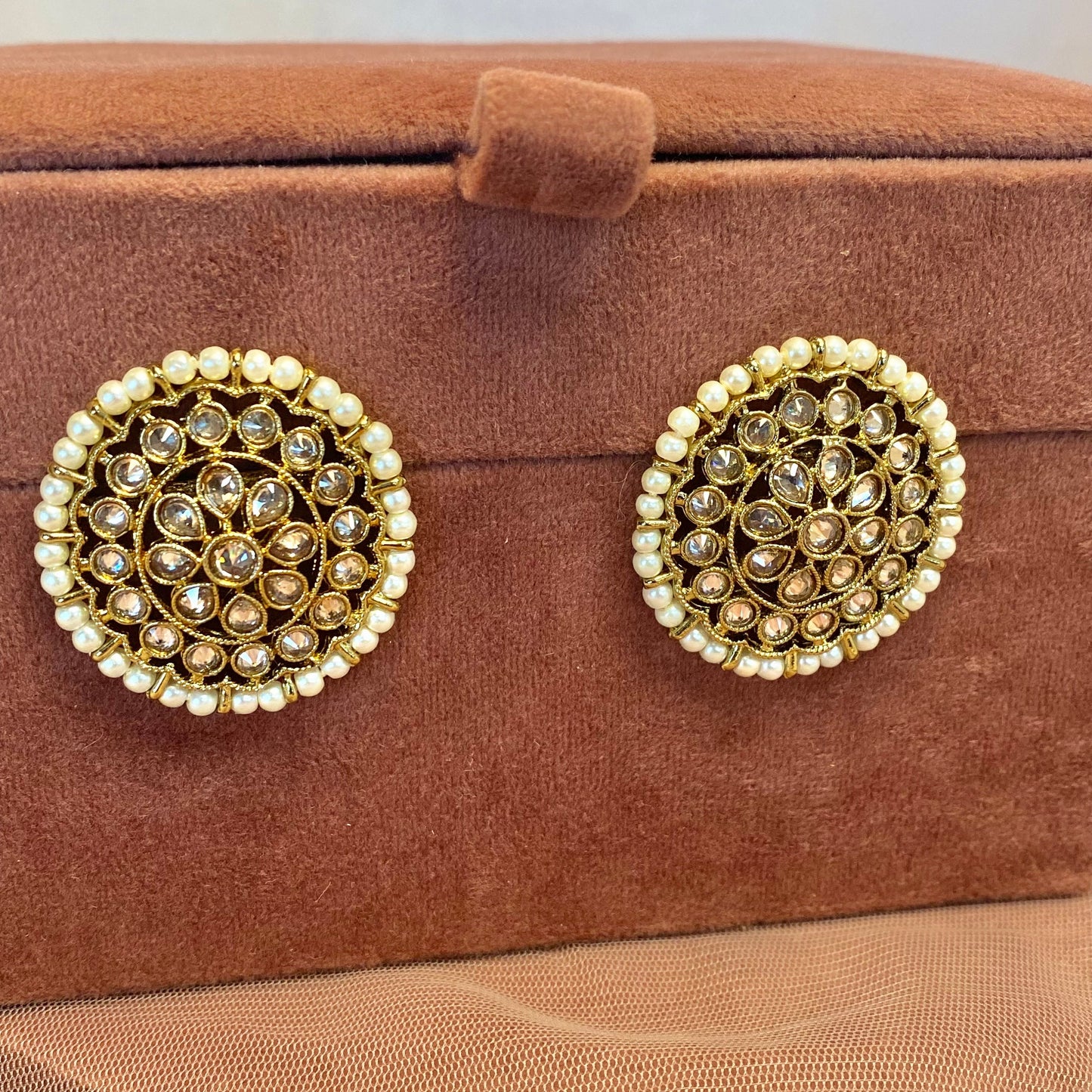 Crystal Oversized Earrings Tops with Chain