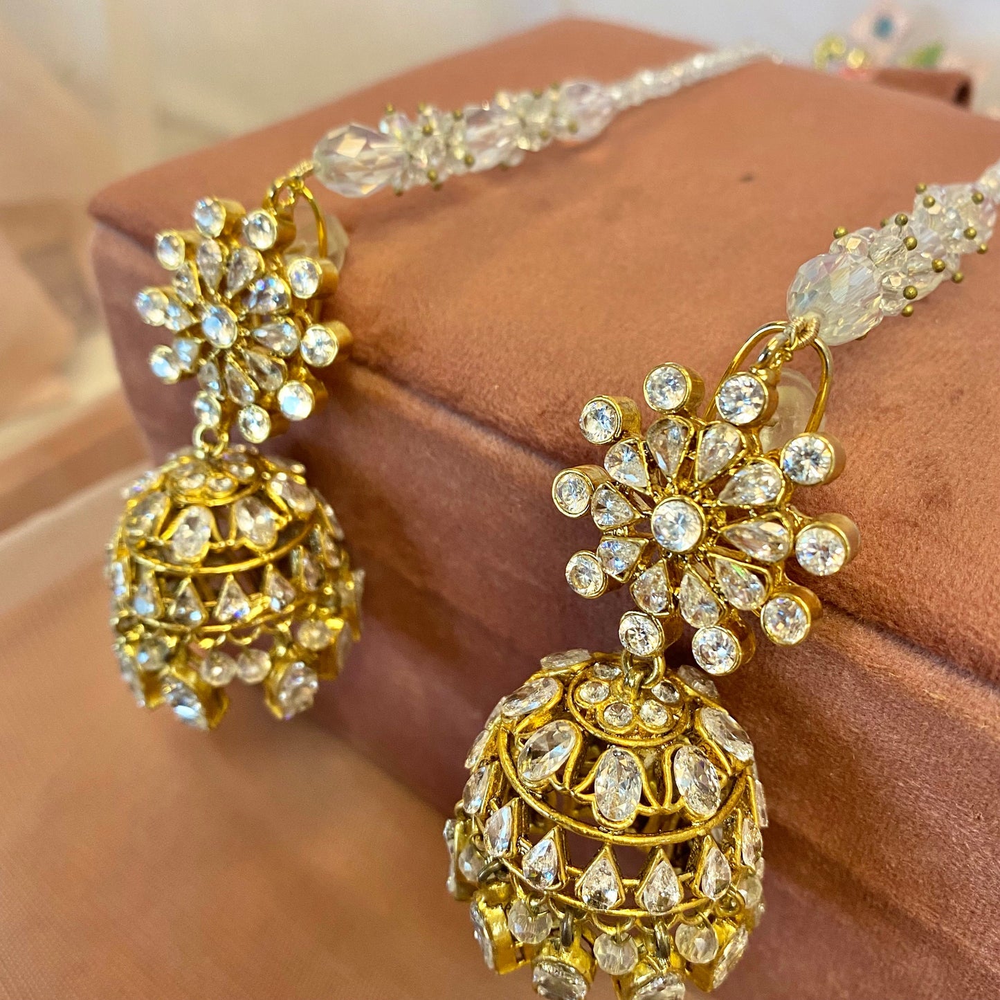 Antique Gold Jhumka Earrings - Silver