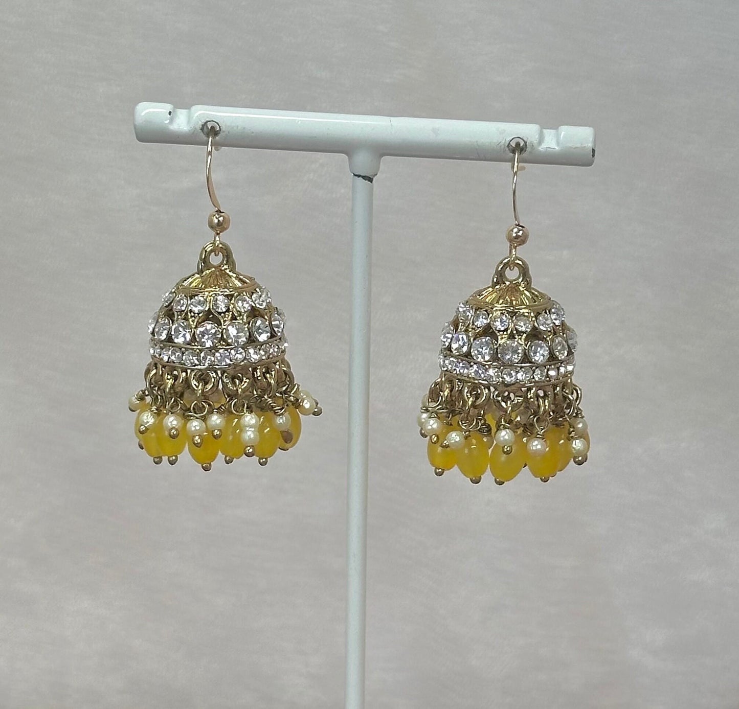 Small Jhumka Earrings - Yellow
