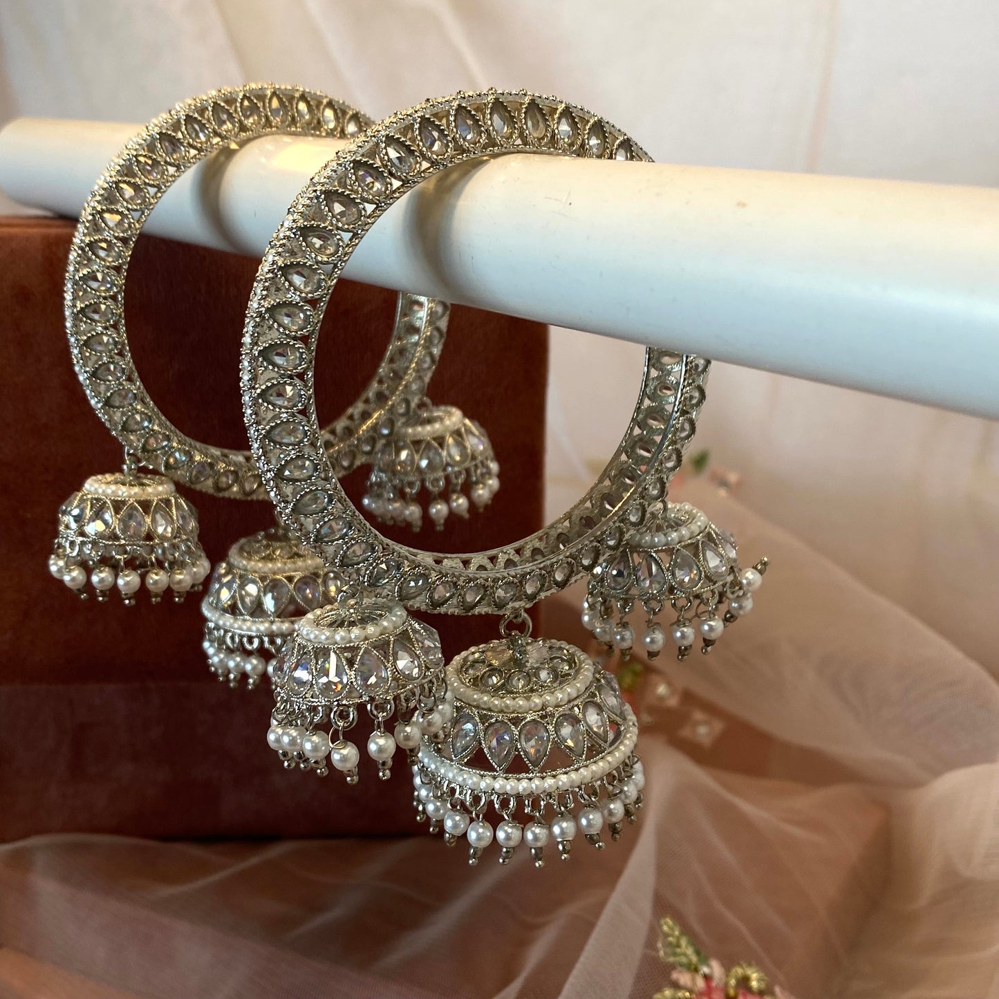 3 Jhumka Silver Bangles (Pair)/Indian/ Pakistani/Jewelley/ Fashion Bracelet