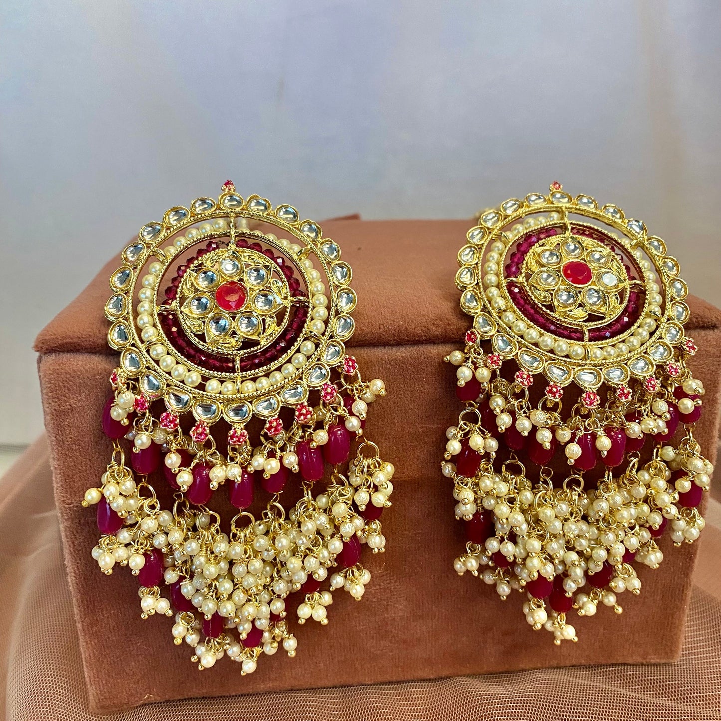 Meenakari/ Indian/ Pakistani Style/Purple Tassle Hand-Painted Earring