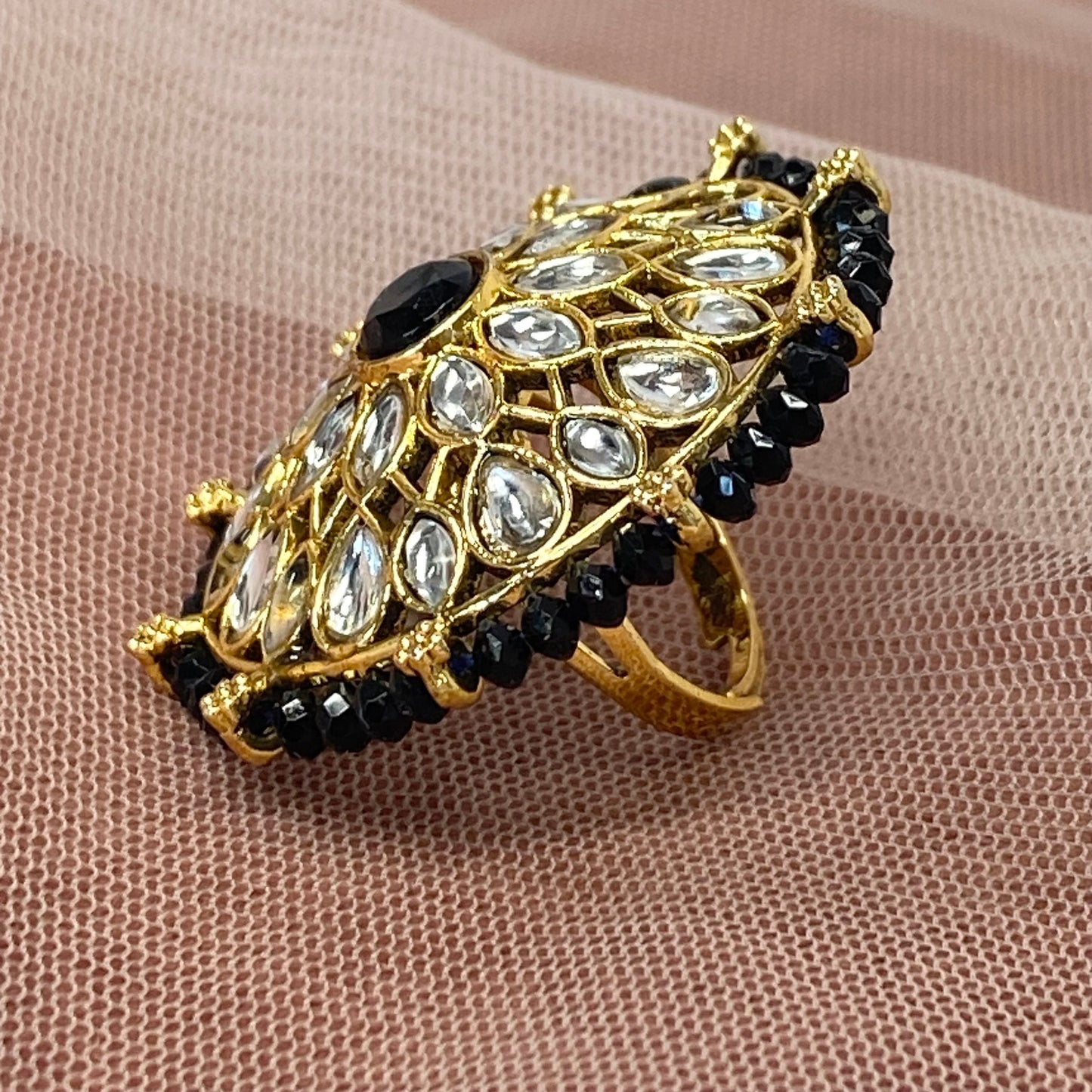 Medium Ring - Black/ Fashion Jewellery/ Gift for Women/Indian/Pakistani style