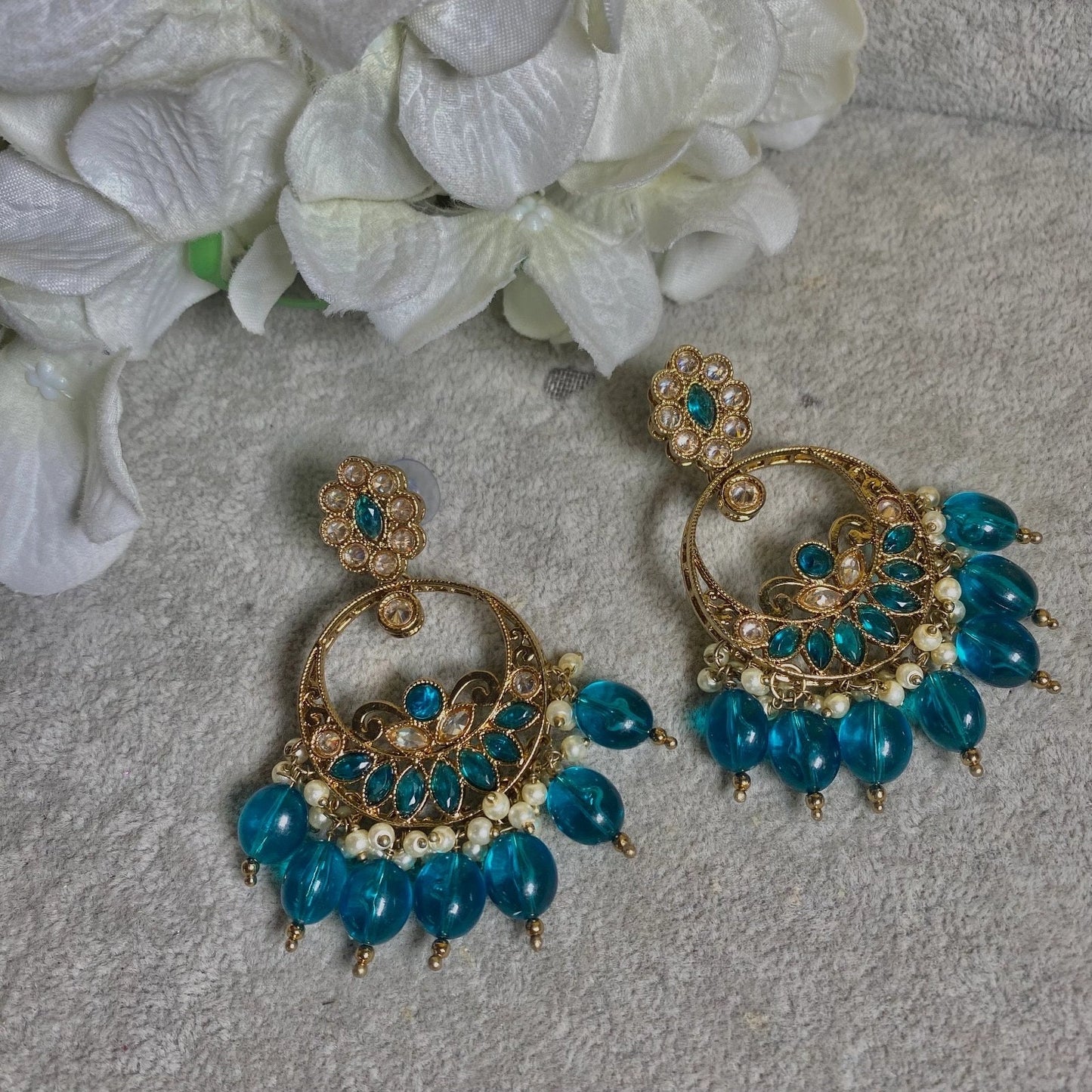 Teal Crystal Earrings