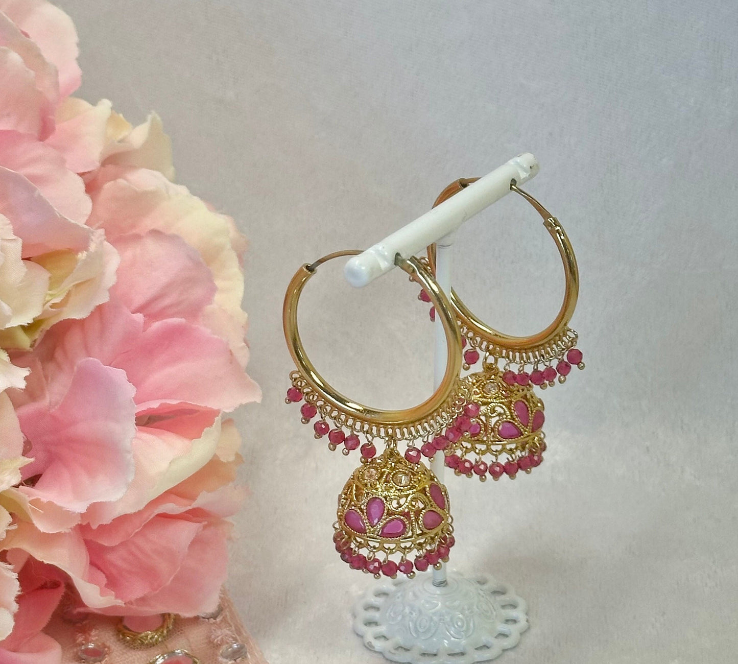 Purple Jhumka Hoop Earrings