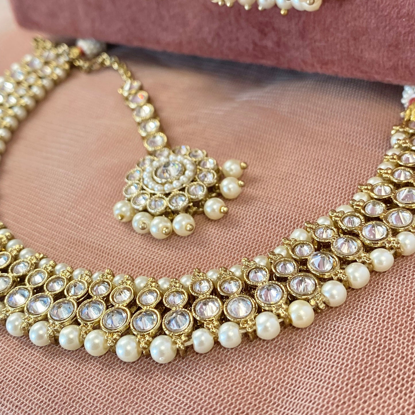 Pearl Necklace Set Earring/ Tikka/ Tikli/ Indian/ Pakistani/Fashion Jewellery/ Gift for Women