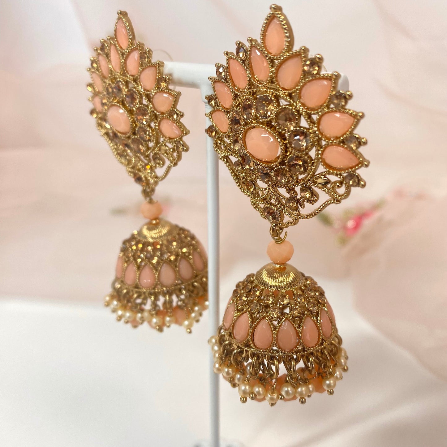 Medium Jhumka Earrings - Peach/ Indian Style Earring/ Fashion Jewellery/ Gift for Women