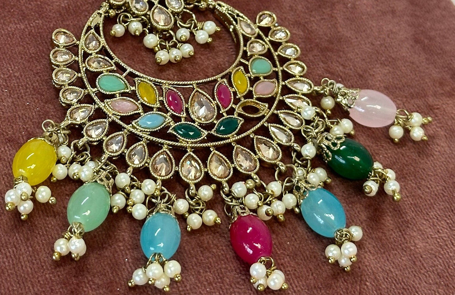 Multicolour Large Tikka - Slightly Faulty/ Tikli/ Indian/ Pakistani Fashion Jewellery/ Maang Tikkas