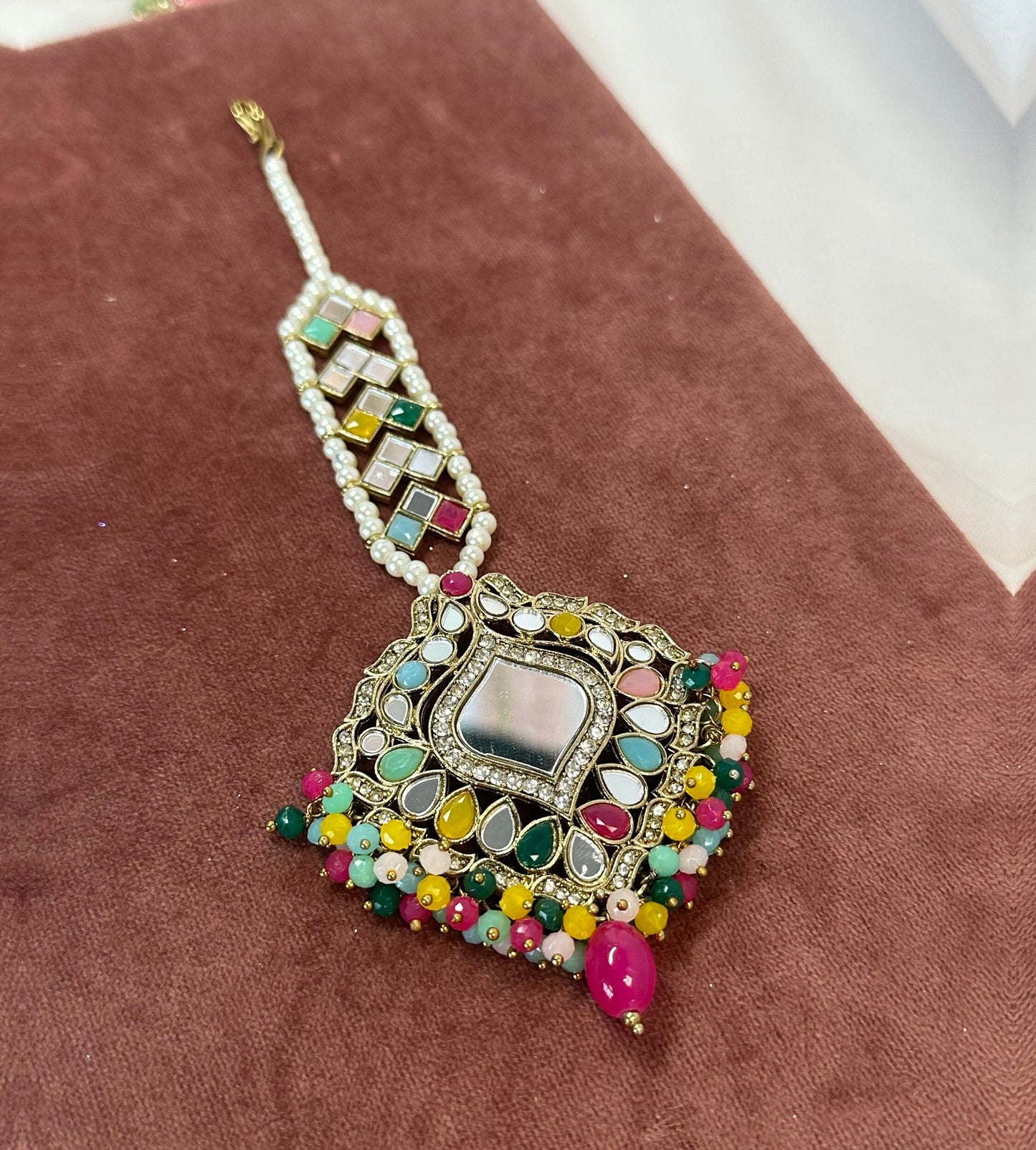 Multicolour Mirror Large Tikka