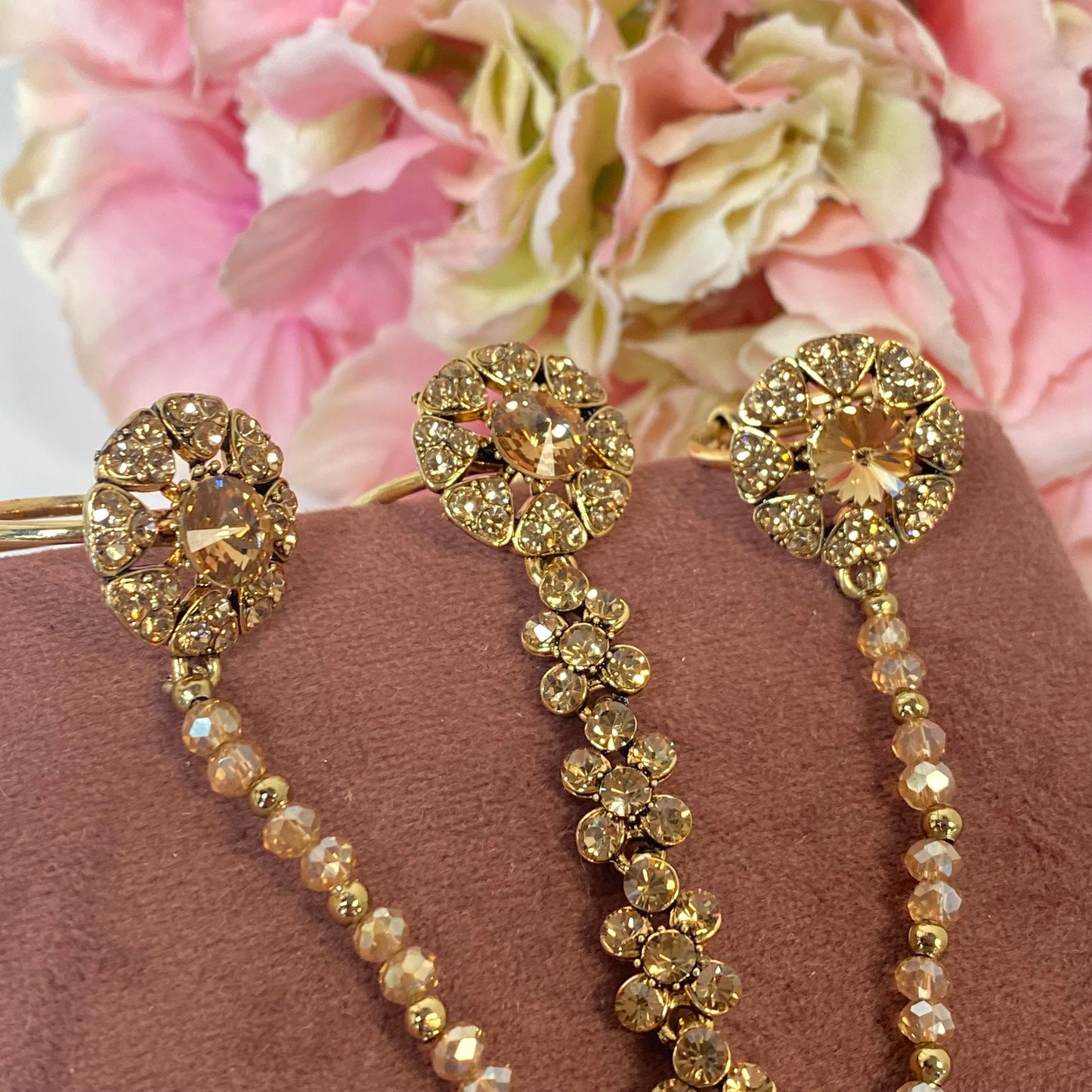 Hand Harness - Golden (3 ring)/ Fashion Jewellery/ Gift for Women/Indian/Pakistani style /Haathphool/Hand Accessory