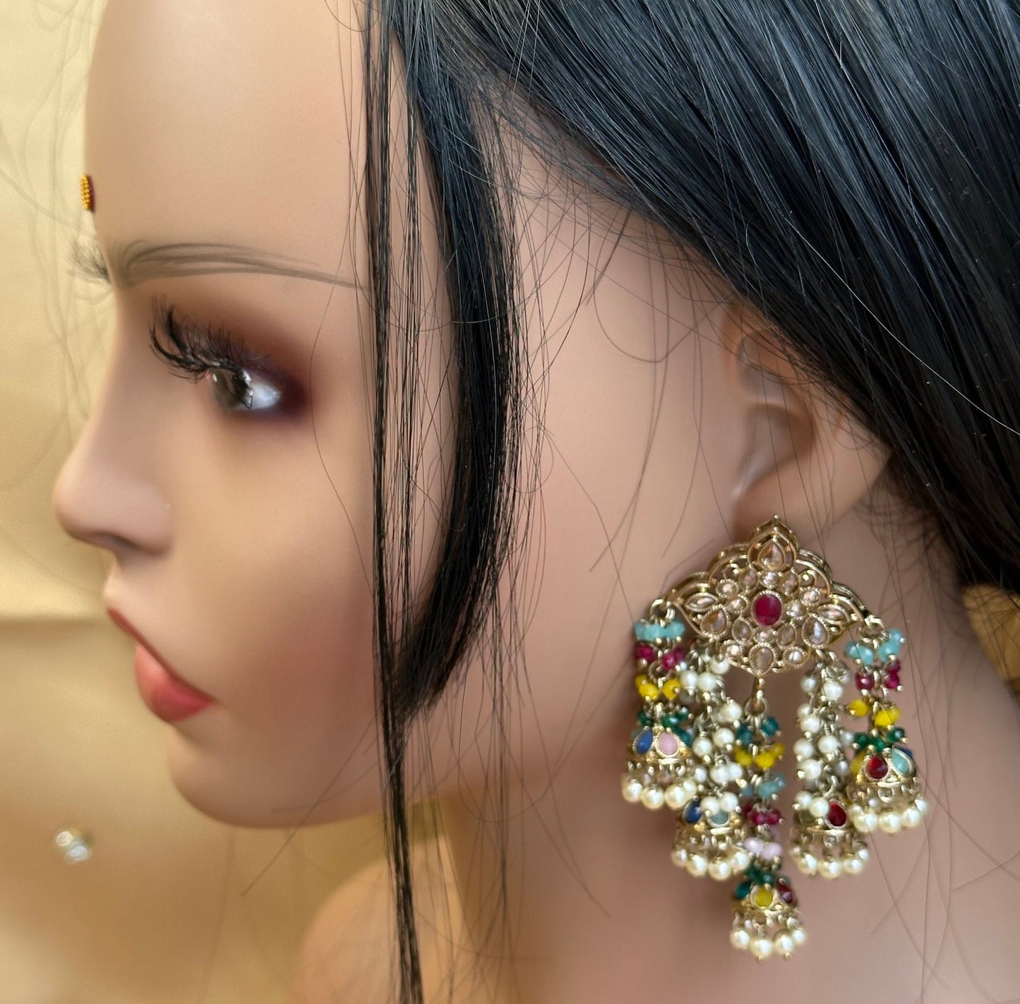 Multicolour Jhumka Tassle Earrings/ Mehendi Earrings/ Fashion Jewellery/ Gift for Women/Indian/Pakistani style