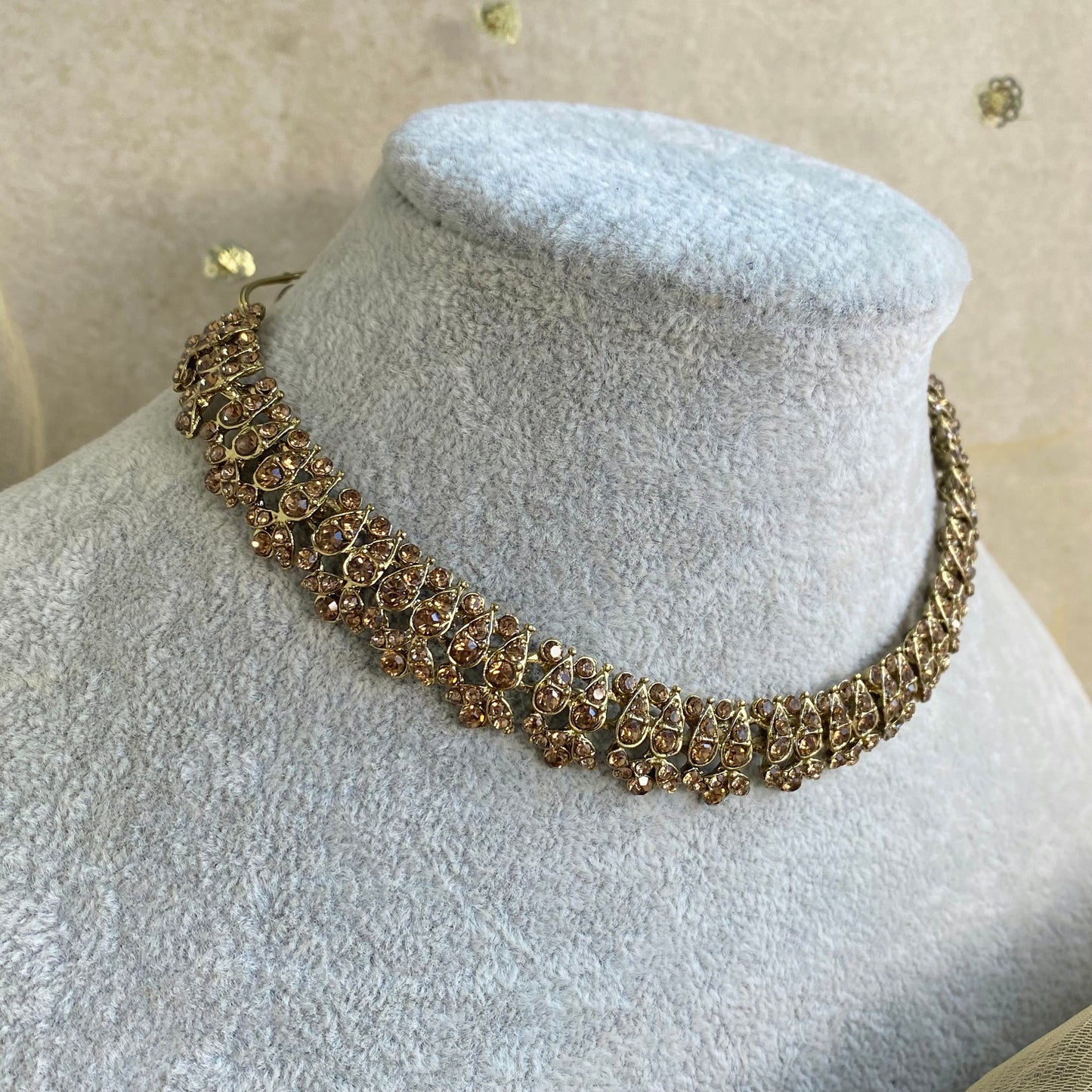 Golden Elegant Necklace- Single/ Unique Style/ Indian/ Pakistani/Fashion Jewellery/ Gift for Women