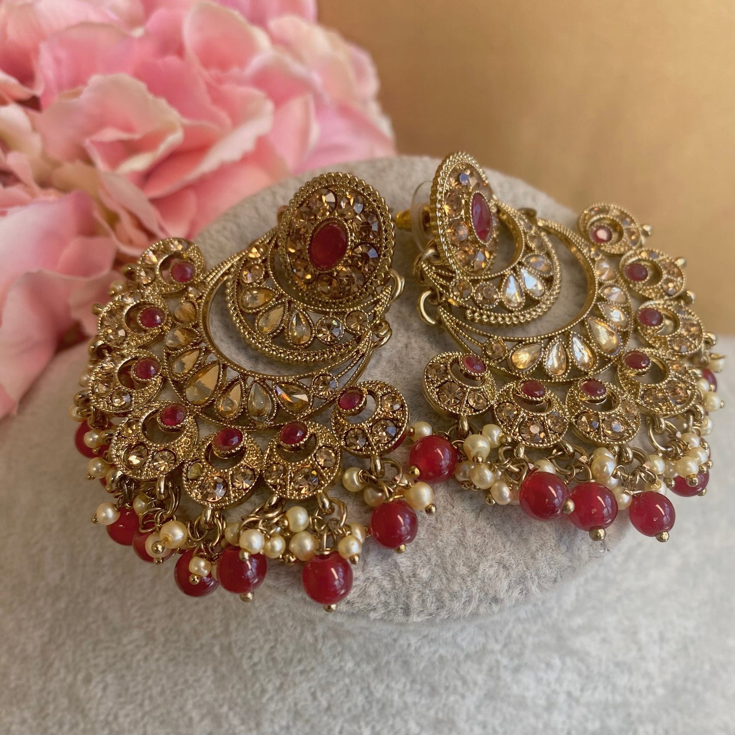 Maroon Indian Earrings/ Fashion Jewellery/ Gift for Women/Indian/Pakistani style