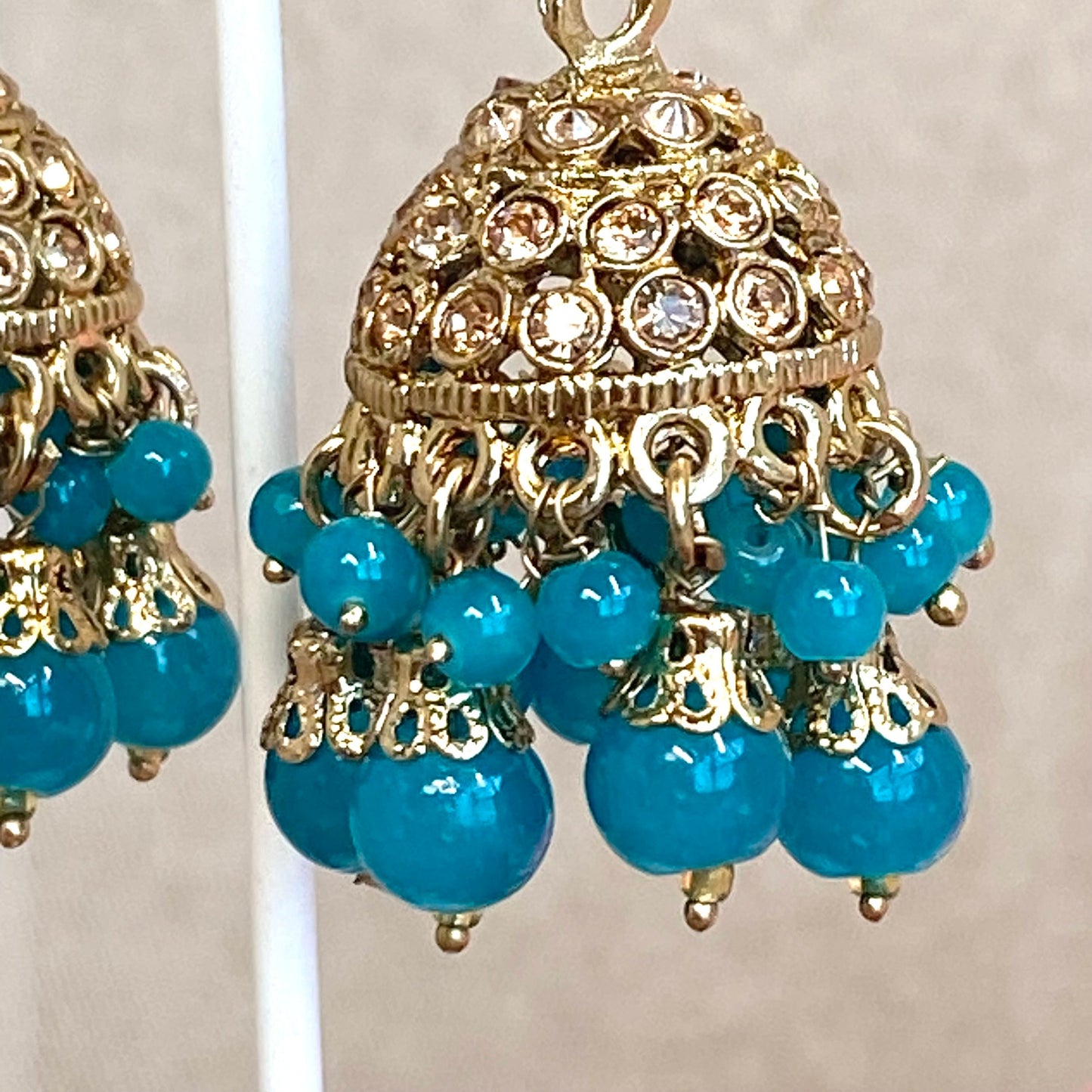 Teal Jhumka and Tikka set Indian Style Earring/ Pakistani Fashion/ Fashion Jewellery/ Gift for Women