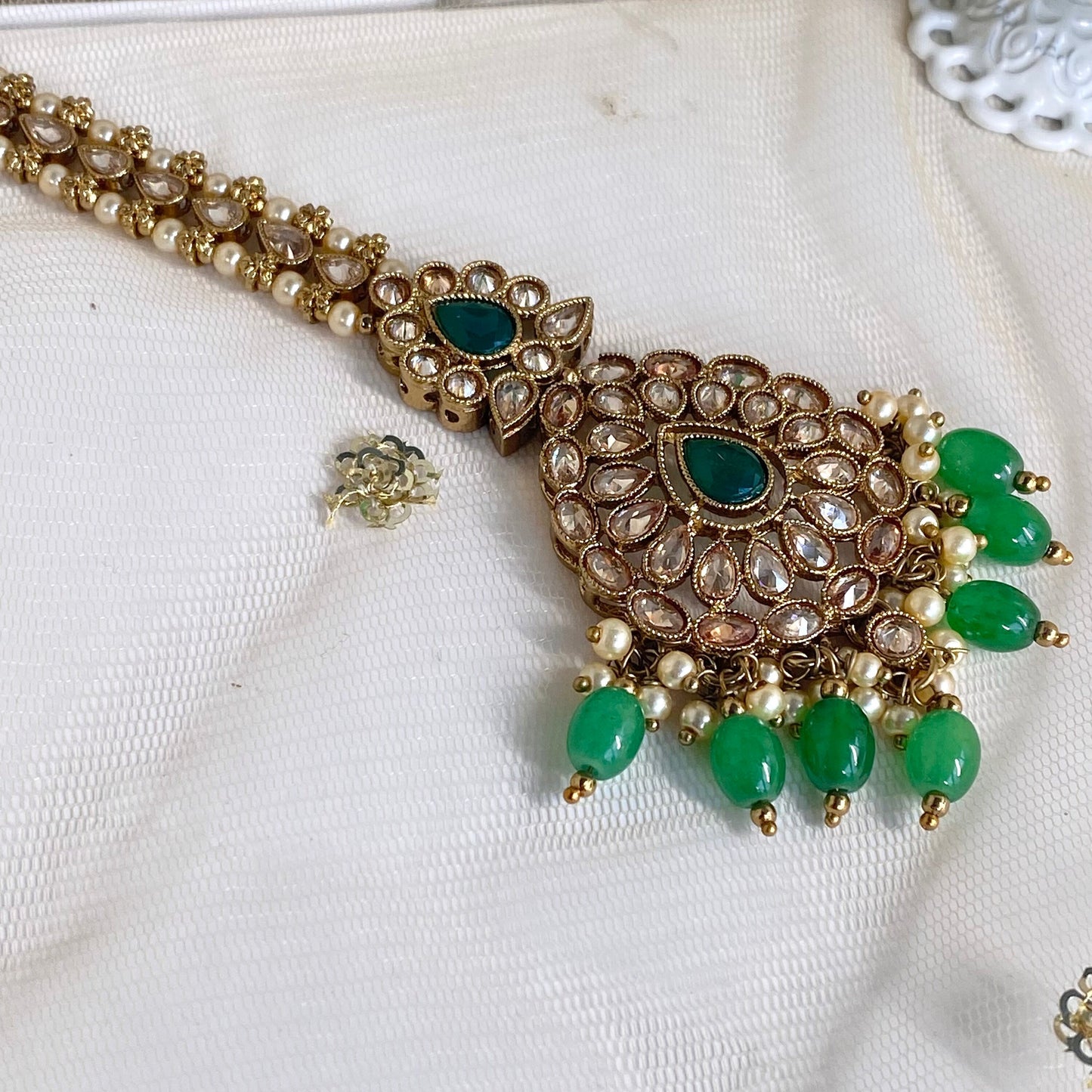Green Bridal Necklace set Indian/ Pakistani Style/ Wedding/ Fashion Jewellery/ Necklace set