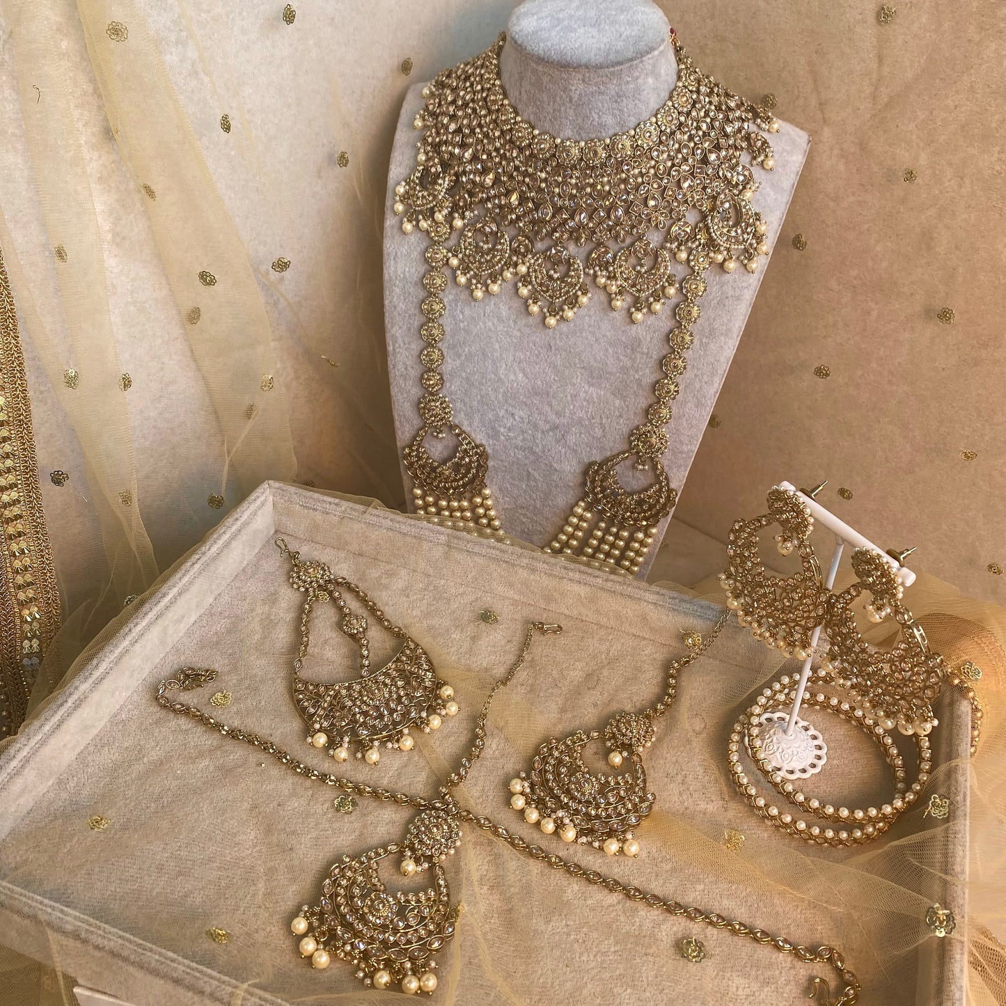 Antique Gold and champagne bridal set