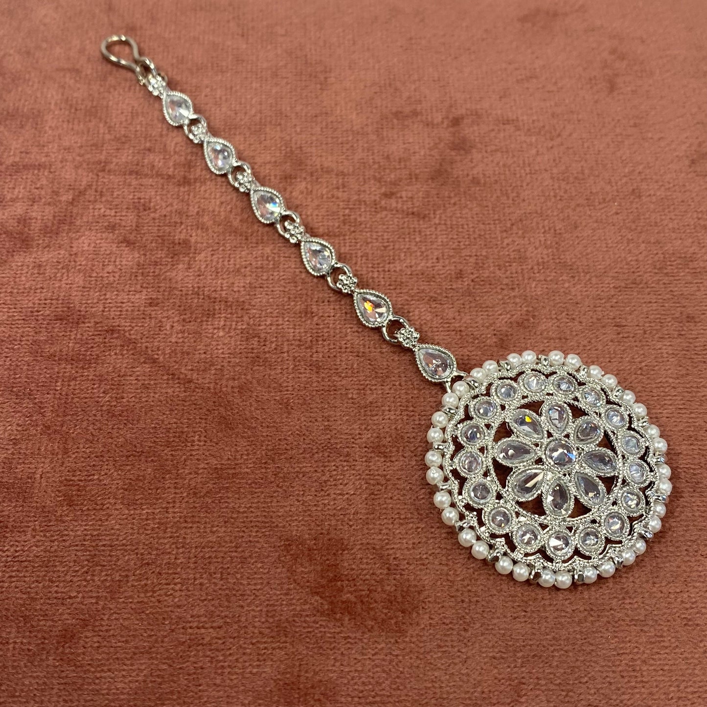 Silver Round Crystal Tikka