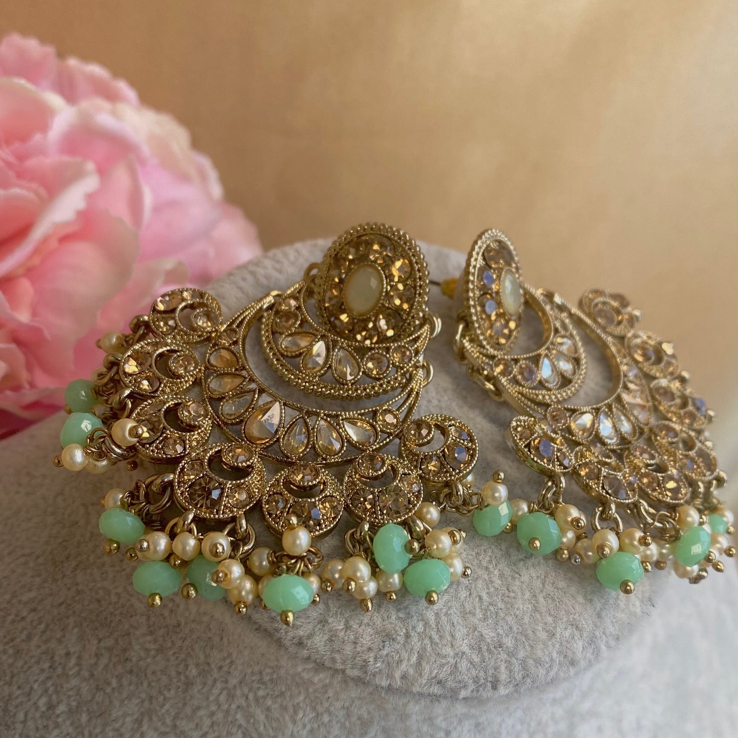 Mint Antique gold indian Earrings/ Fashion Jewellery/ Gift for Women/Indian/Pakistani style