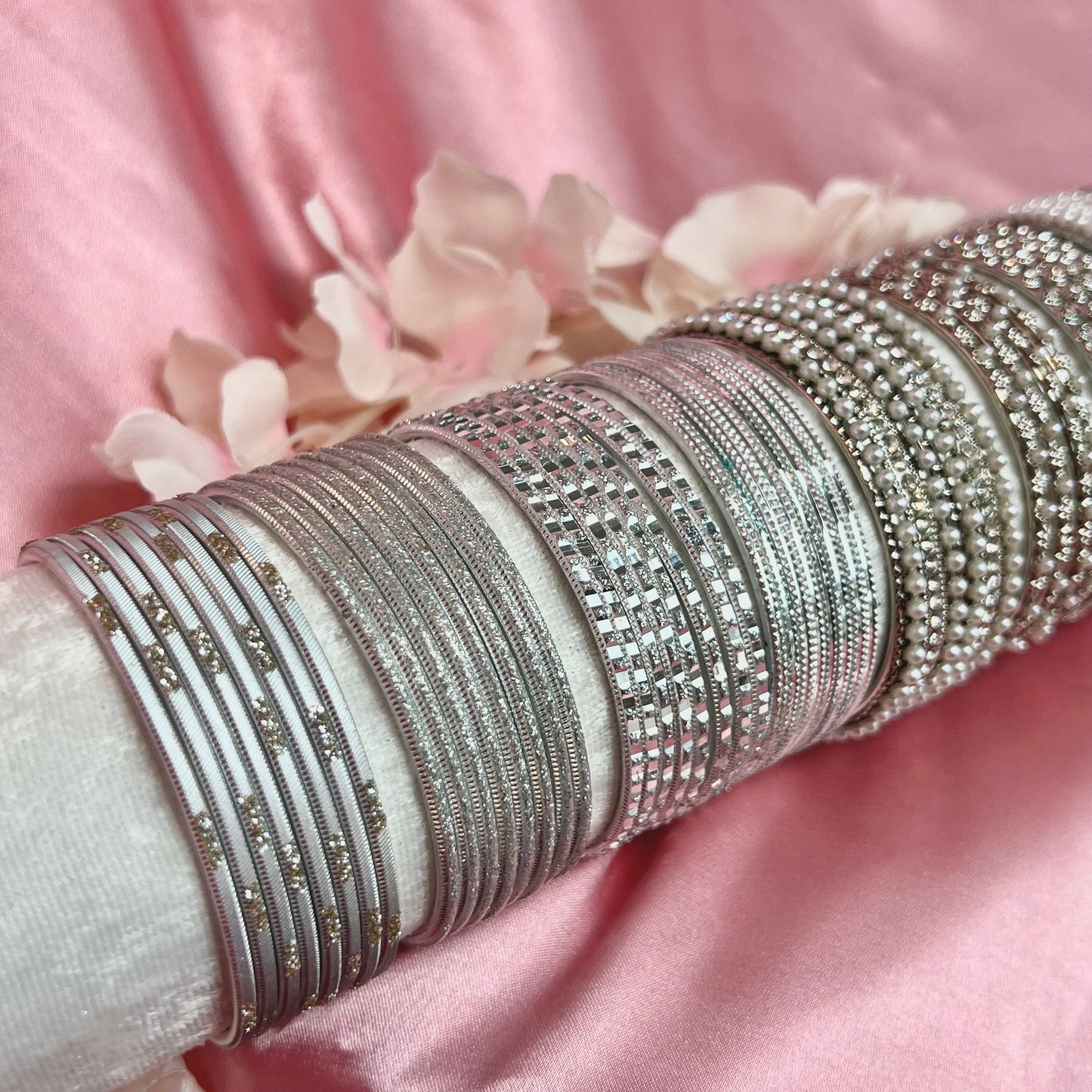 Bangle Roll Build Your Bangle Set - Silver Pearl Collection/Indian/ Pakistani/Jewelley/ Fashion Bracelet/Bangle roll/ Gift for Women/ Party