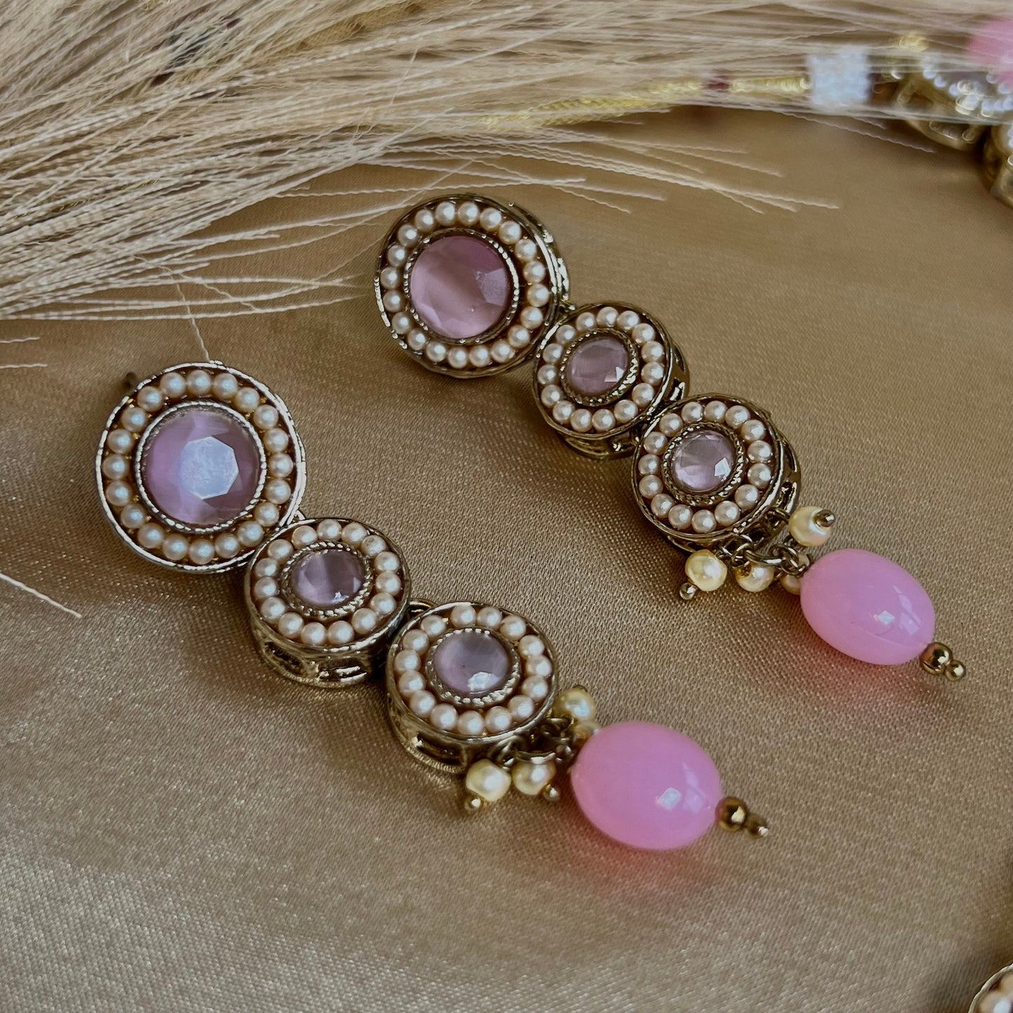 Pink Necklace Set Earring/ Tikka/ Tikli/ Indian/ Pakistani/Fashion Jewellery/ Gift for Women