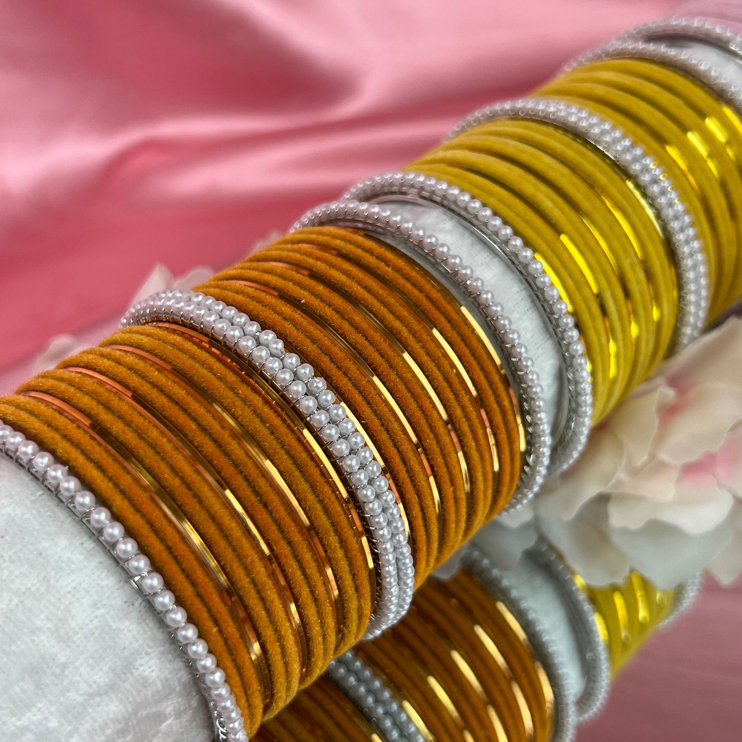 Yellow & Silver Bangle Set/Indian/ Pakistani/Jewelley/ Fashion Bracelet/Haldi/Mendhi Party