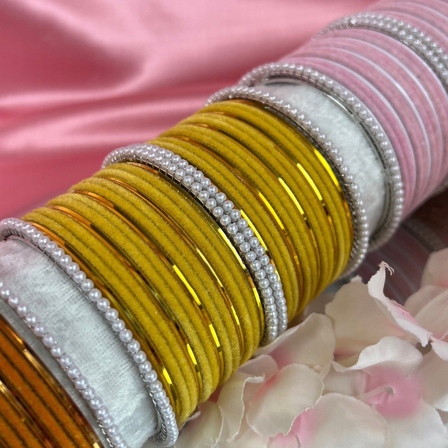 Yellow & Silver Bangle Set/Indian/ Pakistani/Jewelley/ Fashion Bracelet/Haldi/Mendhi Party