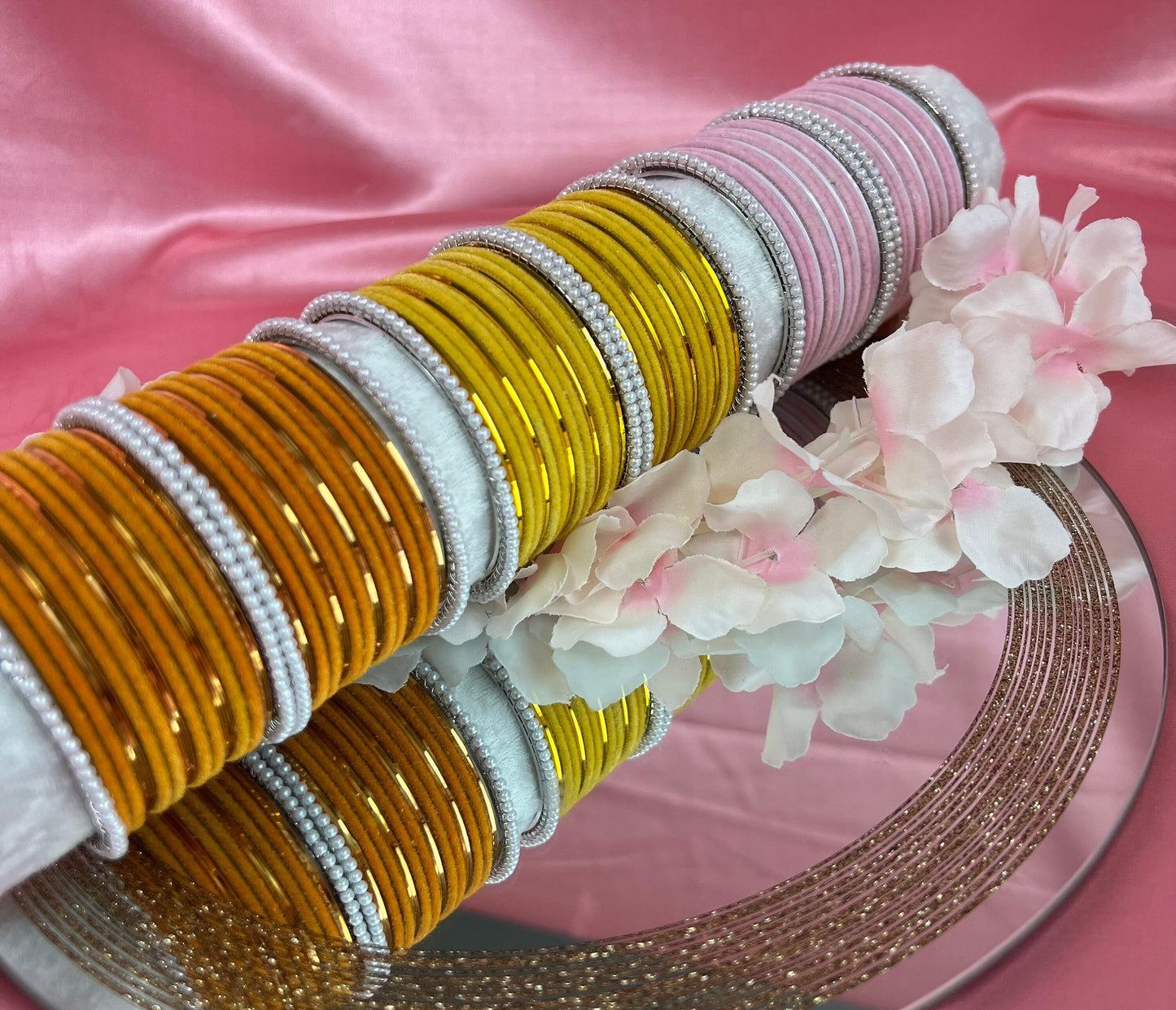 Yellow & Silver Bangle Set/Indian/ Pakistani/Jewelley/ Fashion Bracelet/Haldi/Mendhi Party