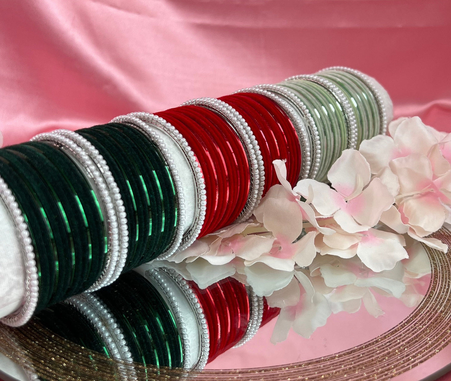 Red & Silver Bangle Set/Indian/ Pakistani/Jewelley/ Fashion Bracelet