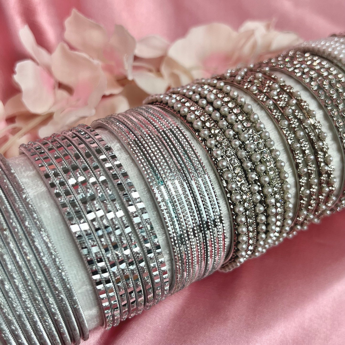 Bangle Roll Build Your Bangle Set - Silver Pearl Collection/Indian/ Pakistani/Jewelley/ Fashion Bracelet/Bangle roll/ Gift for Women/ Party