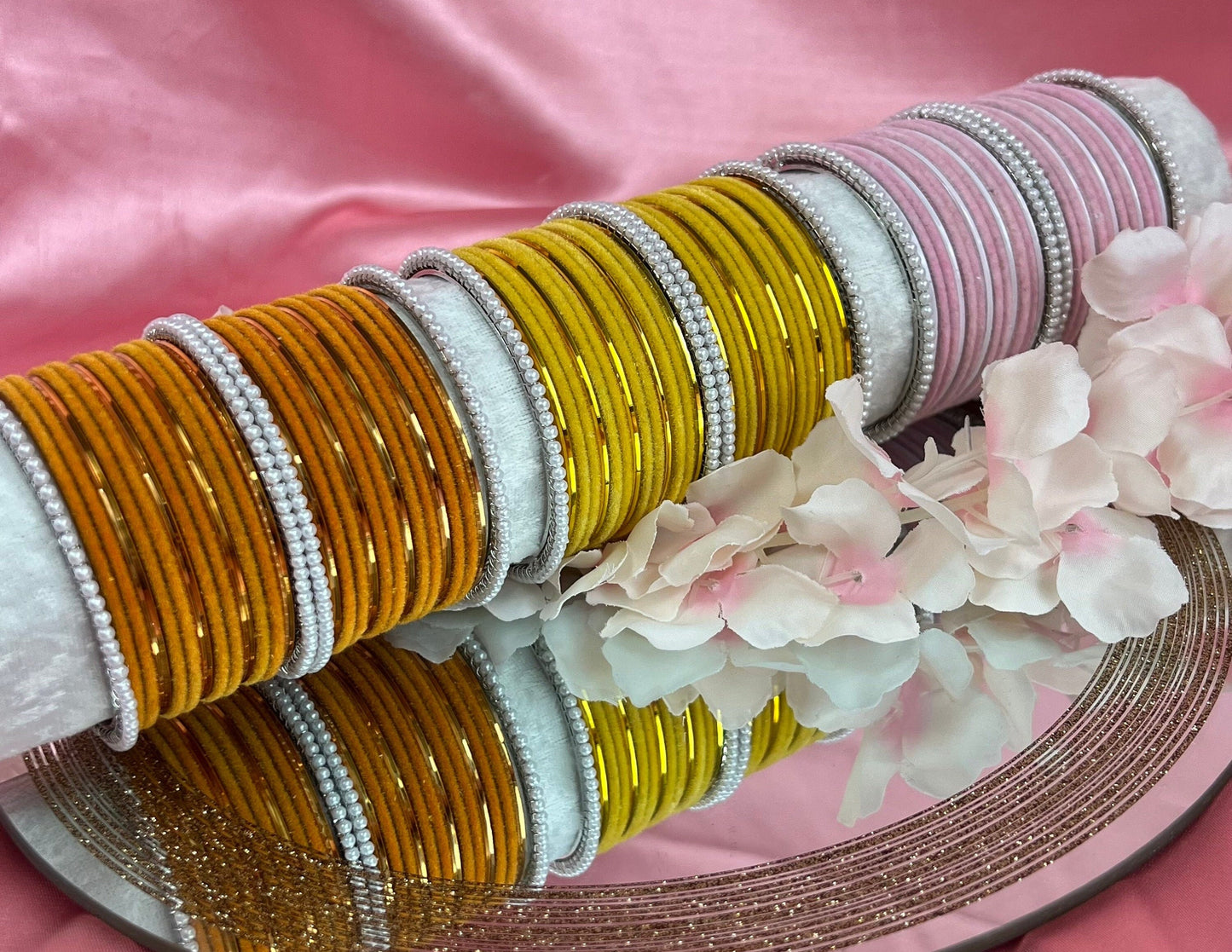 Yellow & Silver Bangle Set/Indian/ Pakistani/Jewelley/ Fashion Bracelet/Haldi/Mendhi Party