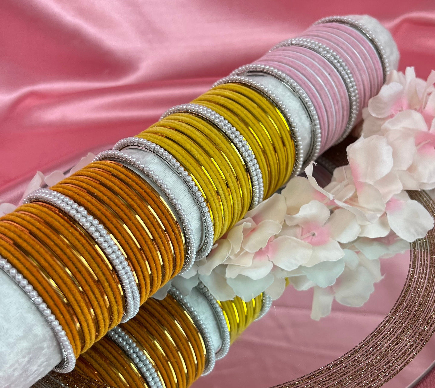 Yellow & Silver Bangle Set/Indian/ Pakistani/Jewelley/ Fashion Bracelet/Haldi/Mendhi Party